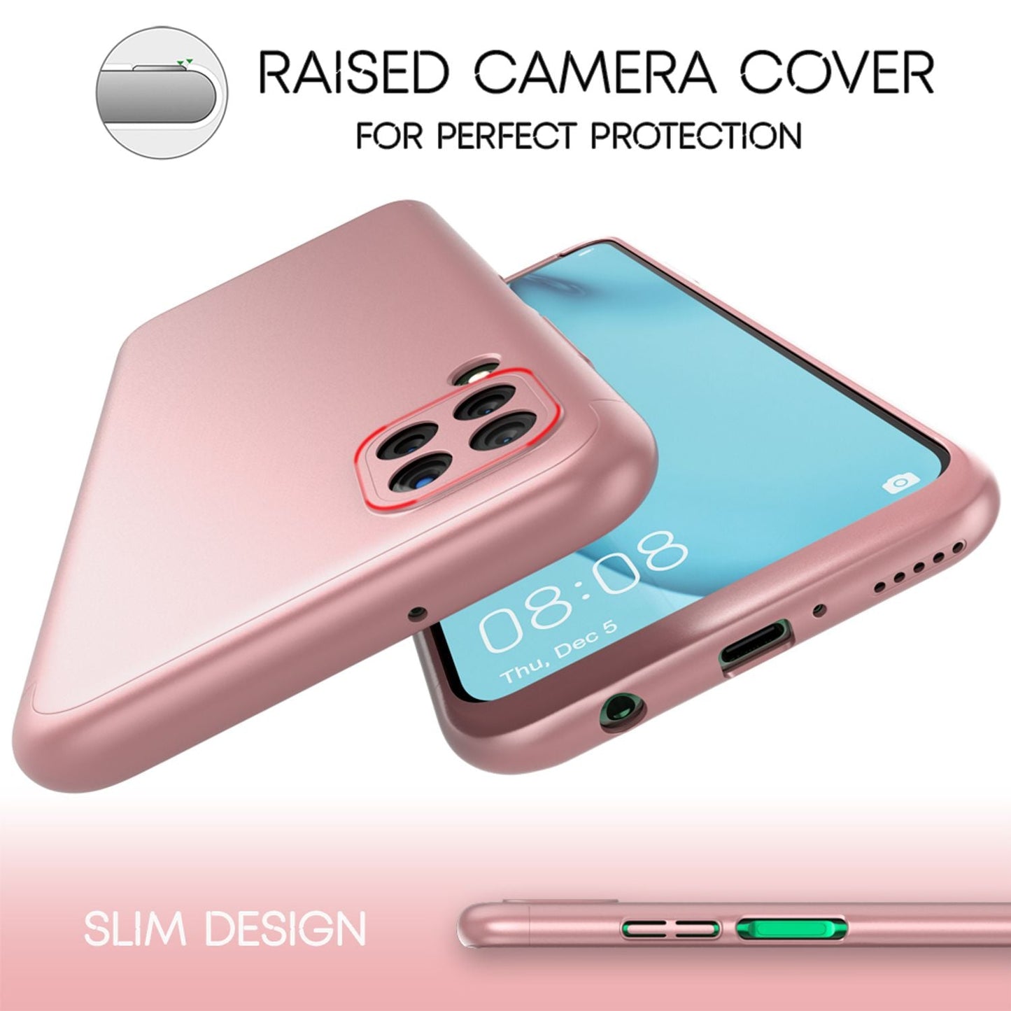NALIA 360 Grad Handy Hülle für Huawei P40 lite, Full Cover Case Bumper & Glas