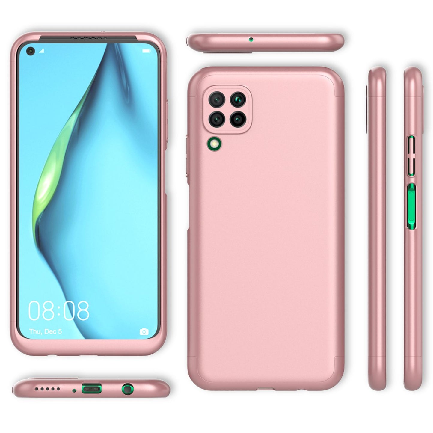 NALIA 360 Grad Handy Hülle für Huawei P40 lite, Full Cover Case Bumper & Glas