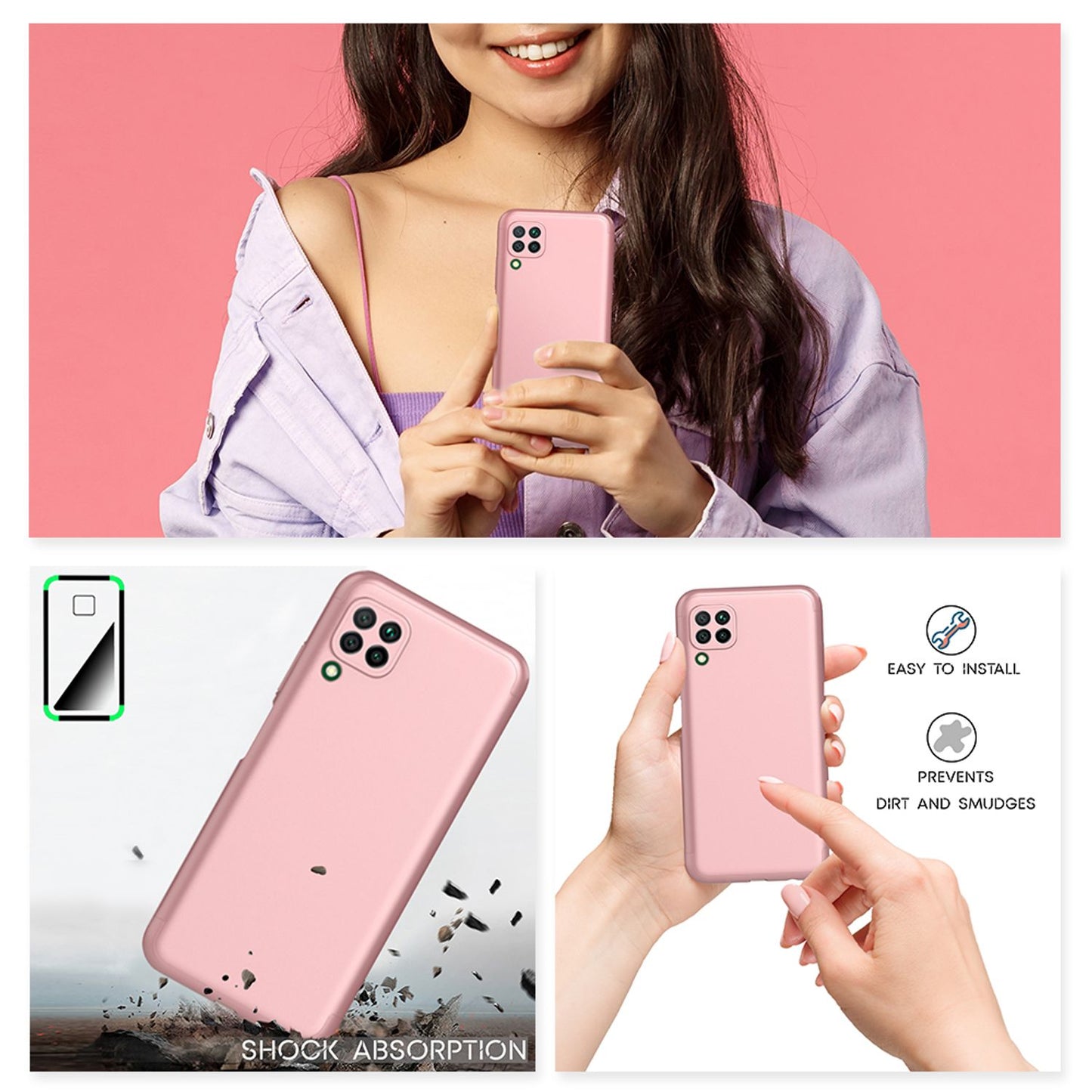 NALIA 360 Grad Handy Hülle für Huawei P40 lite, Full Cover Case Bumper & Glas