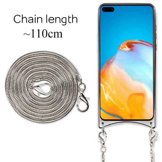 NALIA Glitzer Case mit Kette für Huawei P40, Handy Hülle Umhänge Band Cover Case