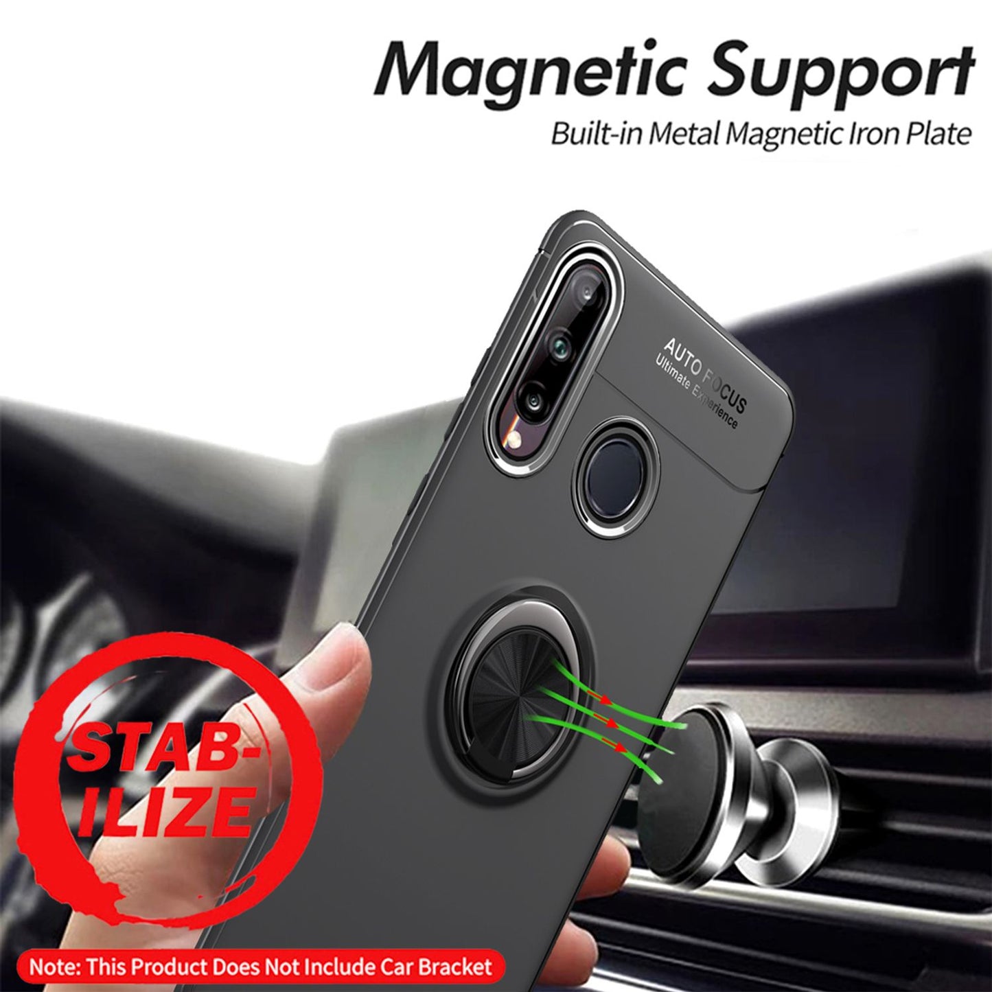 NALIA Ring Handy Hülle für Huawei P40 lite E, Silikon Cover Case mit 360° Halter