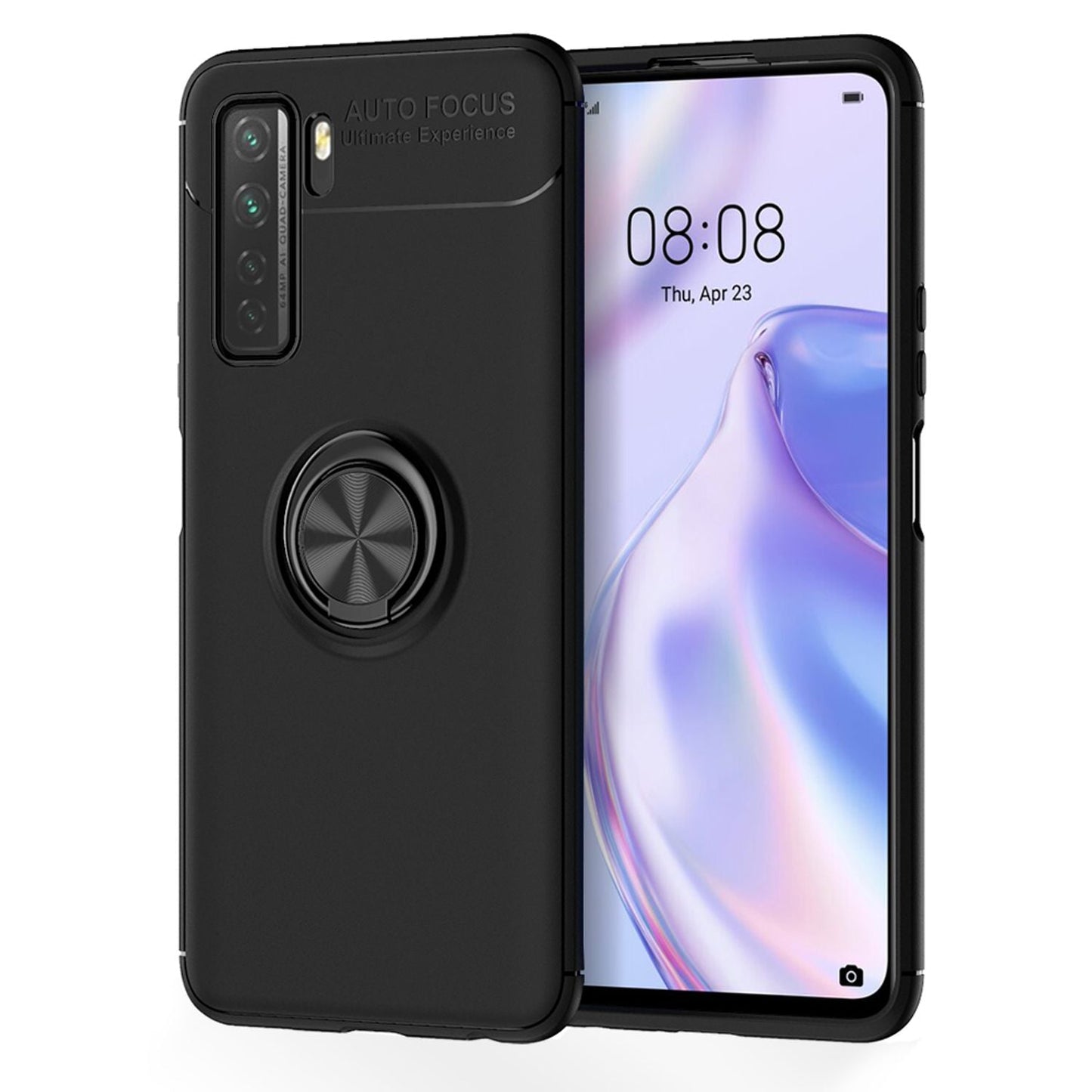 NALIA Ring Handy Hülle für Huawei P40 lite 5G, Silikon Cover Case 360° Halter