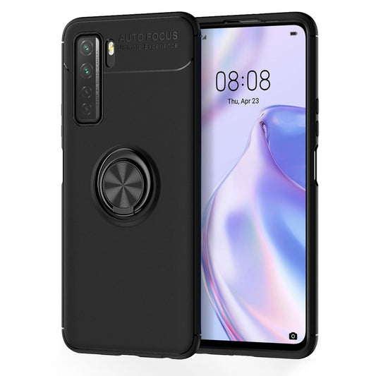 NALIA Ring Handy Hülle für Huawei P40 lite 5G, Silikon Cover Case 360° Halter
