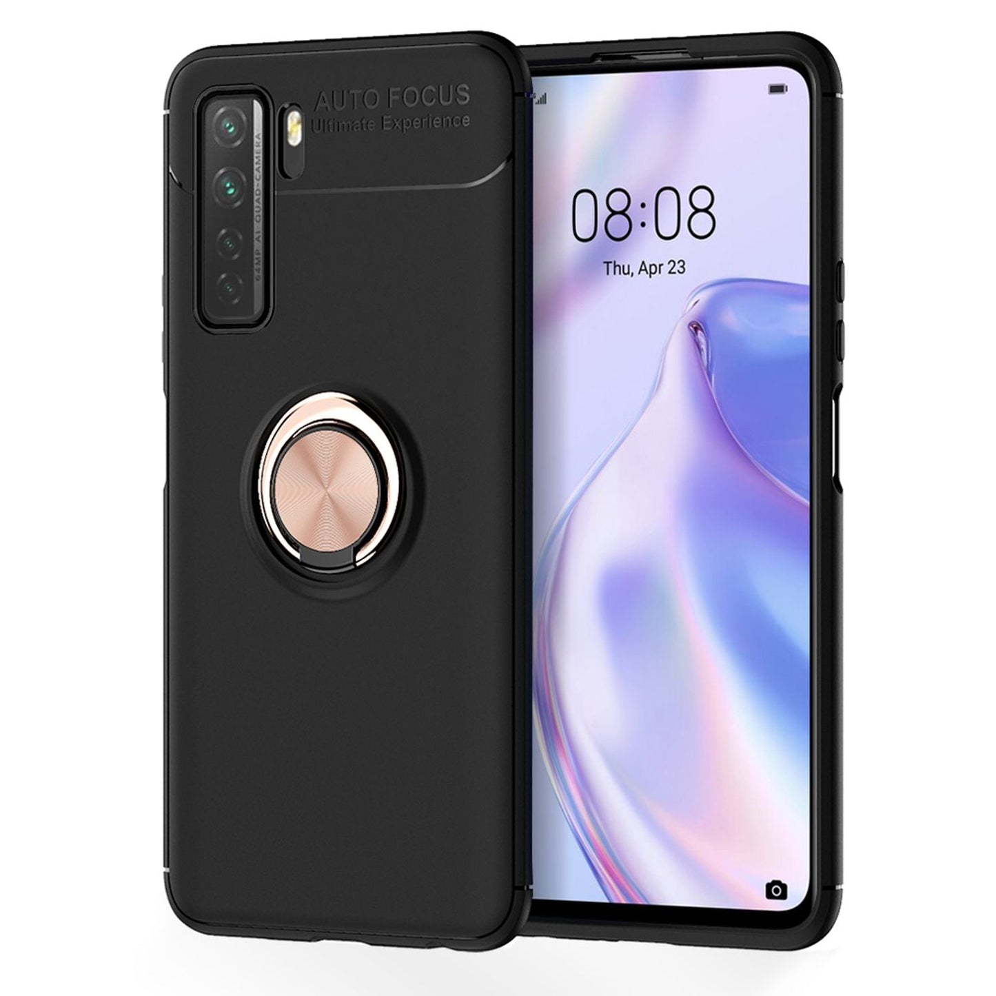 NALIA Ring Handy Hülle für Huawei P40 lite 5G, Silikon Cover Case 360° Halter
