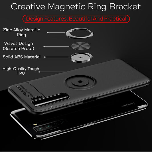 NALIA Ring Handy Hülle für Huawei P40 lite 5G, Silikon Cover Case 360° Halter