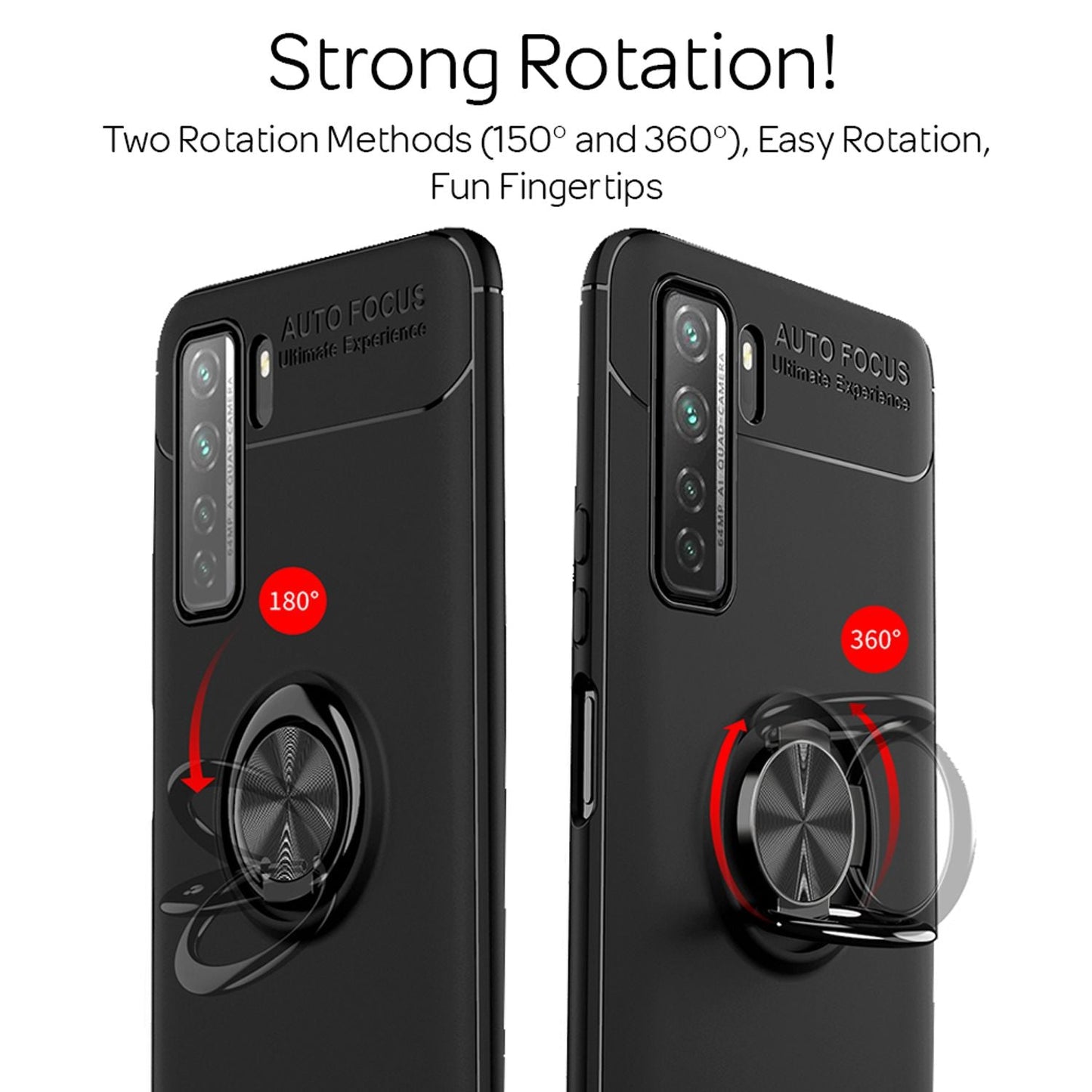 NALIA Ring Handy Hülle für Huawei P40 lite 5G, Silikon Cover Case 360° Halter