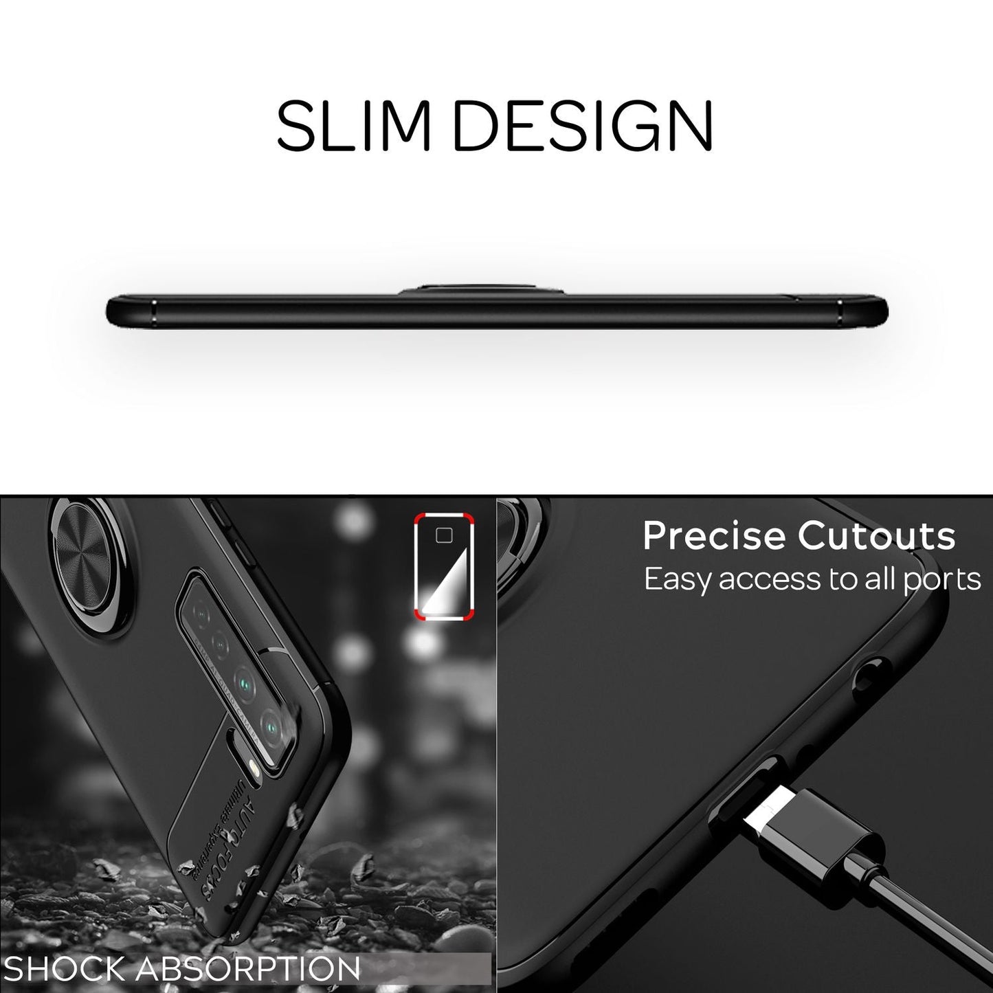 NALIA Ring Handy Hülle für Huawei P40 lite 5G, Silikon Cover Case 360° Halter