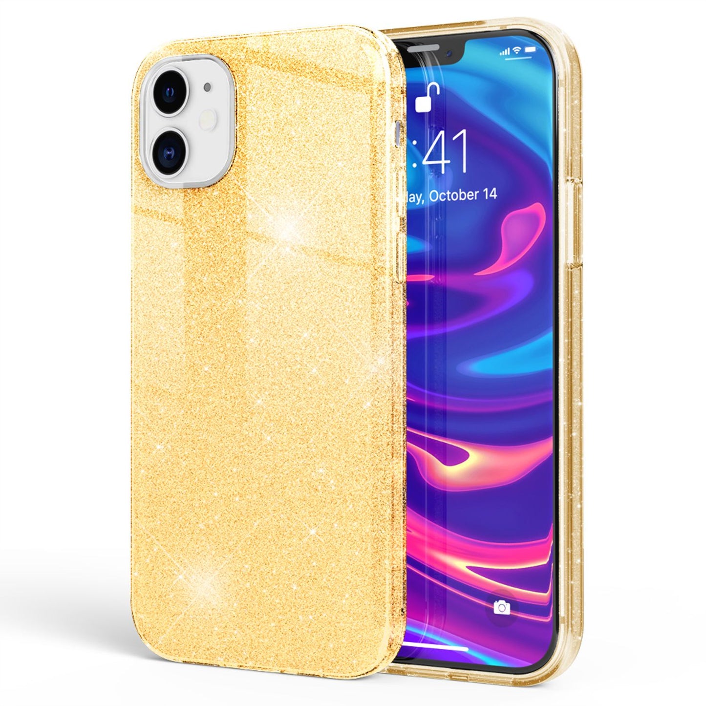 NALIA Glitzer Handy Hülle für iPhone 12 Mini, Bling Case Glitter Cover Schutz