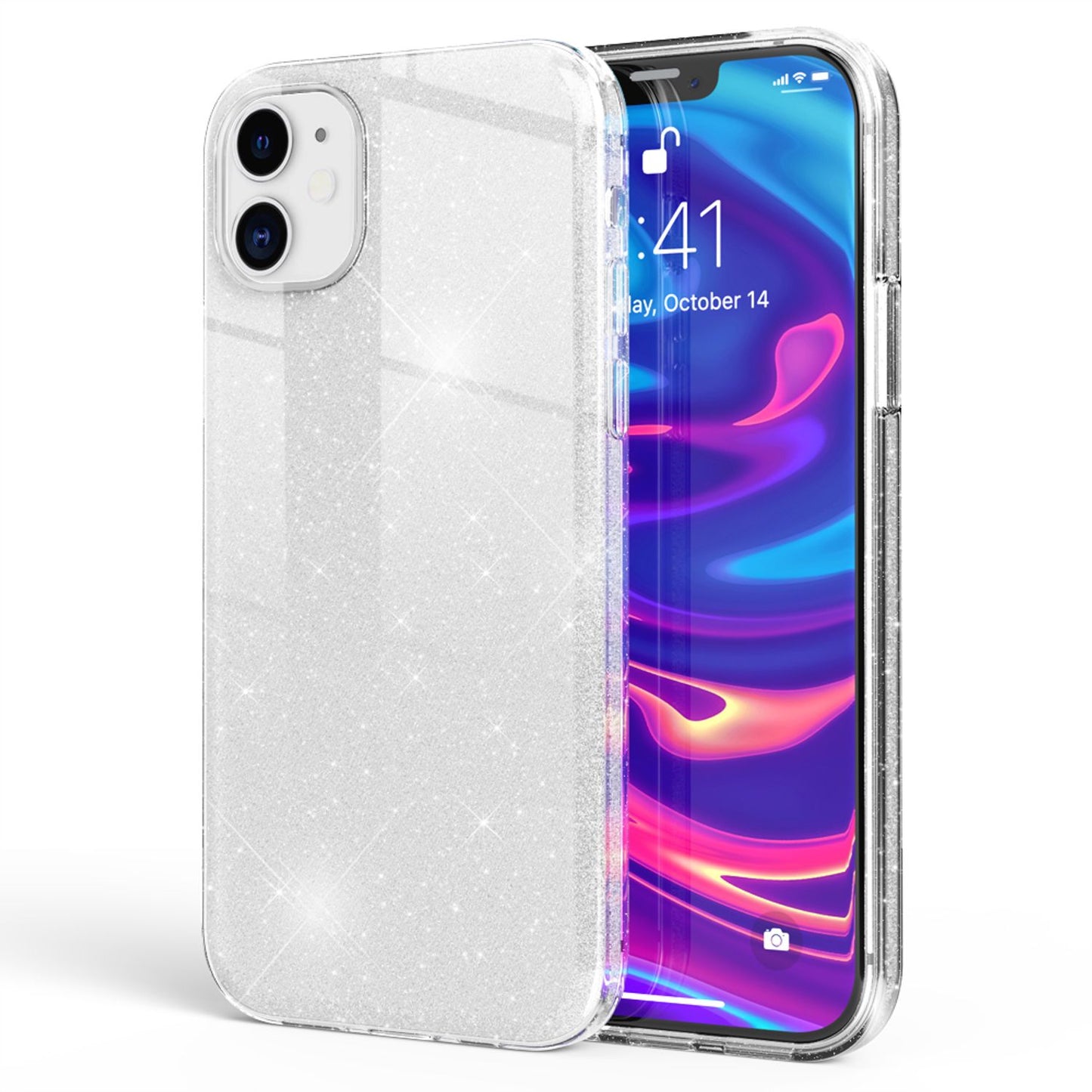 NALIA Glitzer Handy Hülle für iPhone 12 Mini, Bling Case Glitter Cover Schutz