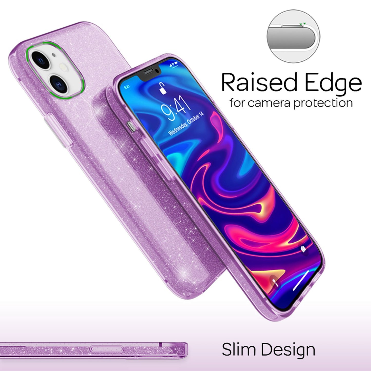 NALIA Glitzer Handy Hülle für iPhone 12 Mini, Bling Case Glitter Cover Schutz