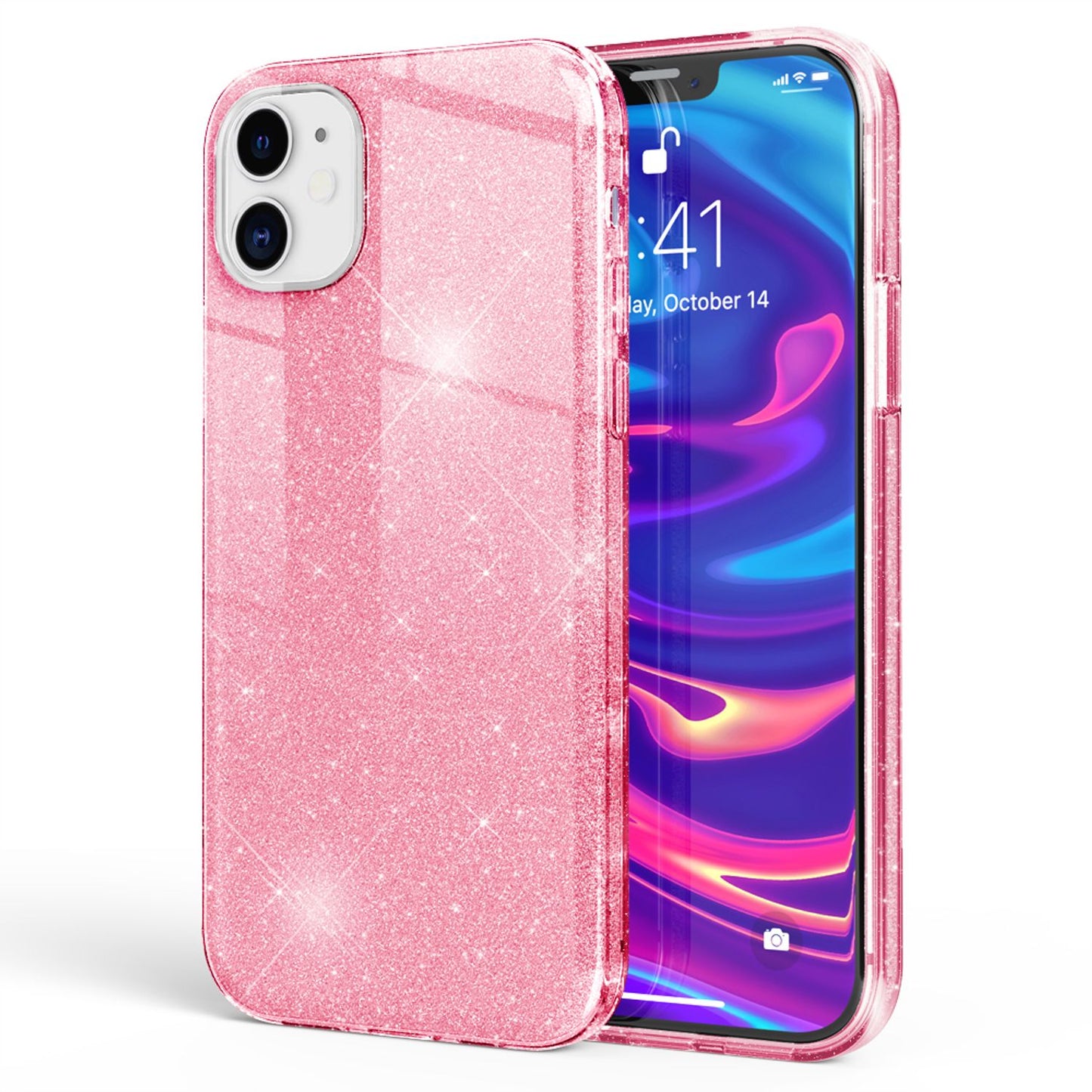 NALIA Glitzer Handy Hülle für iPhone 12 / 12 Pro, Bling Case Case Schutz Cover