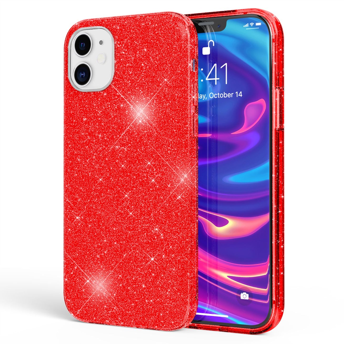 NALIA Glitzer Handy Hülle für iPhone 12 / 12 Pro, Bling Case Case Schutz Cover