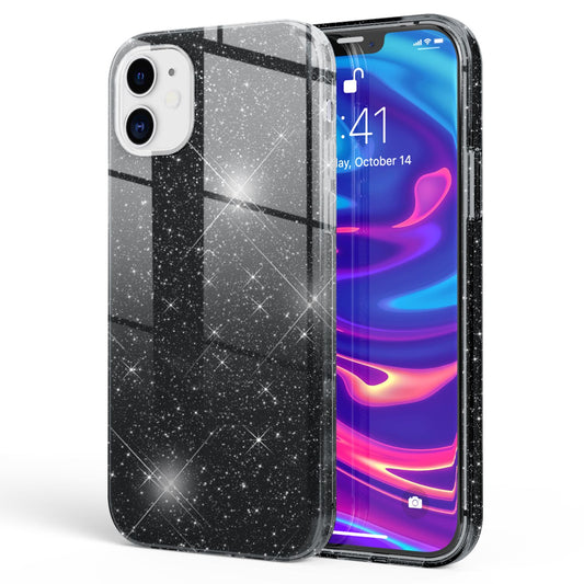 NALIA Glitzer Handy Hülle für iPhone 12 / 12 Pro, Bling Case Case Schutz Cover