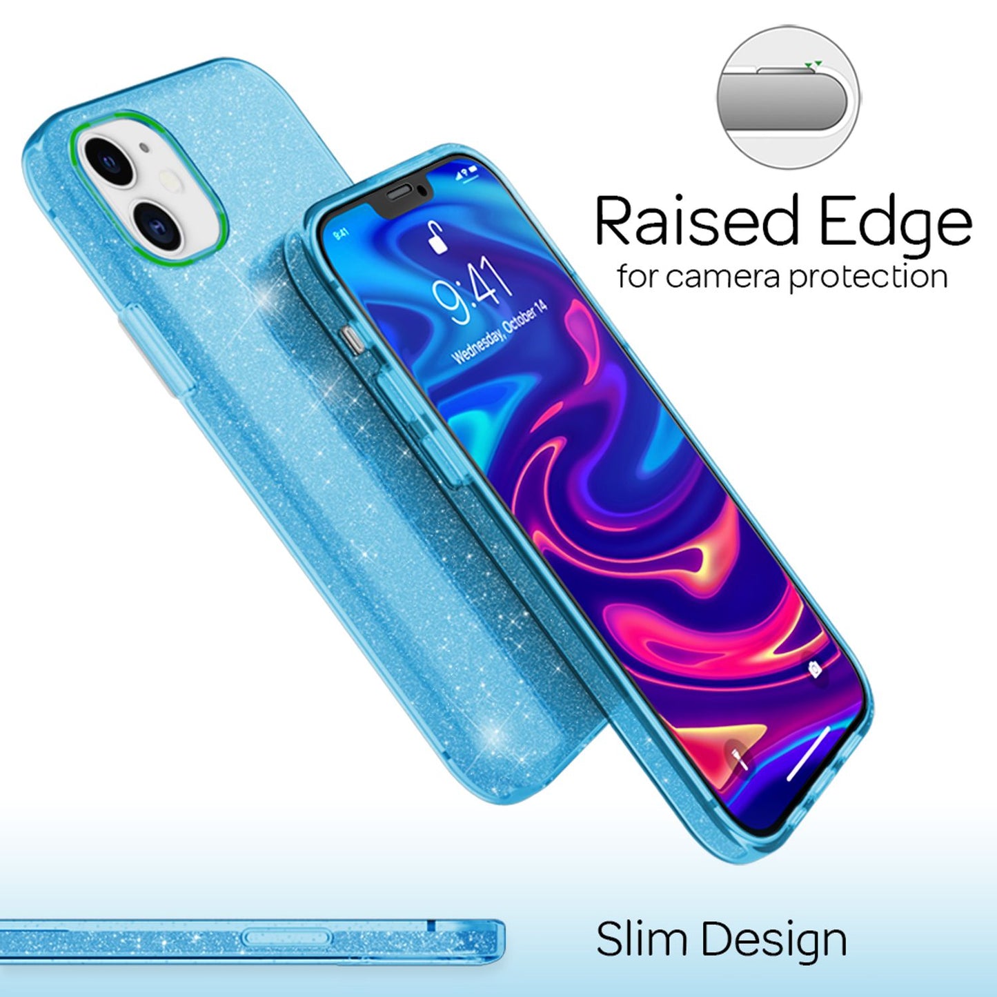 NALIA Glitzer Handy Hülle für iPhone 12 / 12 Pro, Bling Case Case Schutz Cover