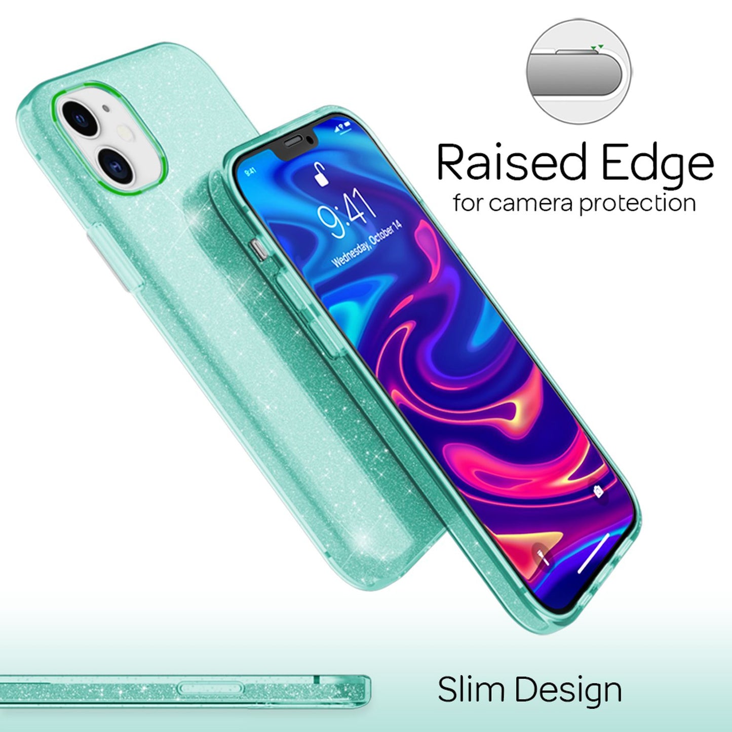 NALIA Glitzer Handy Hülle für iPhone 12 / 12 Pro, Bling Case Case Schutz Cover