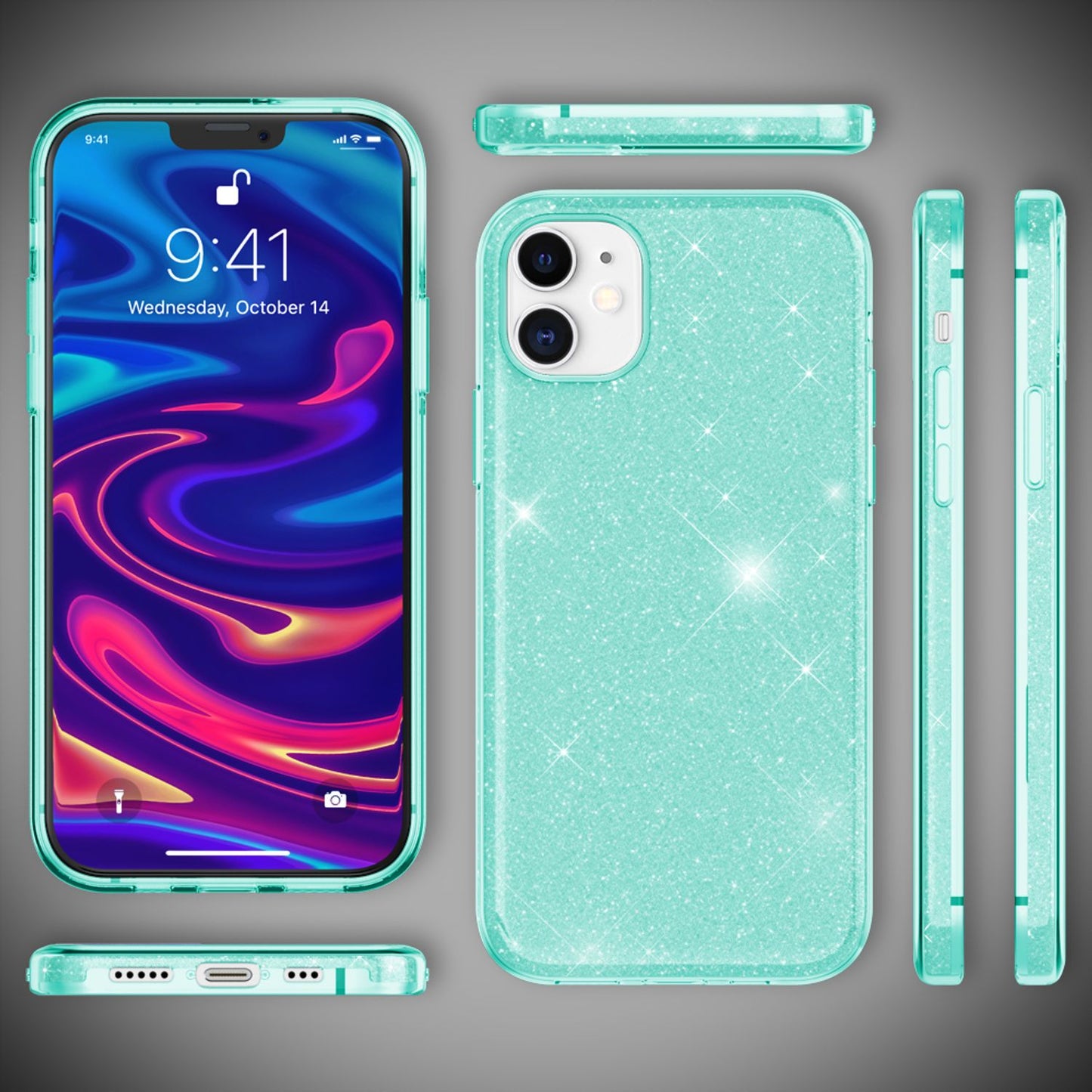 NALIA Glitzer Handy Hülle für iPhone 12 / 12 Pro, Bling Case Case Schutz Cover