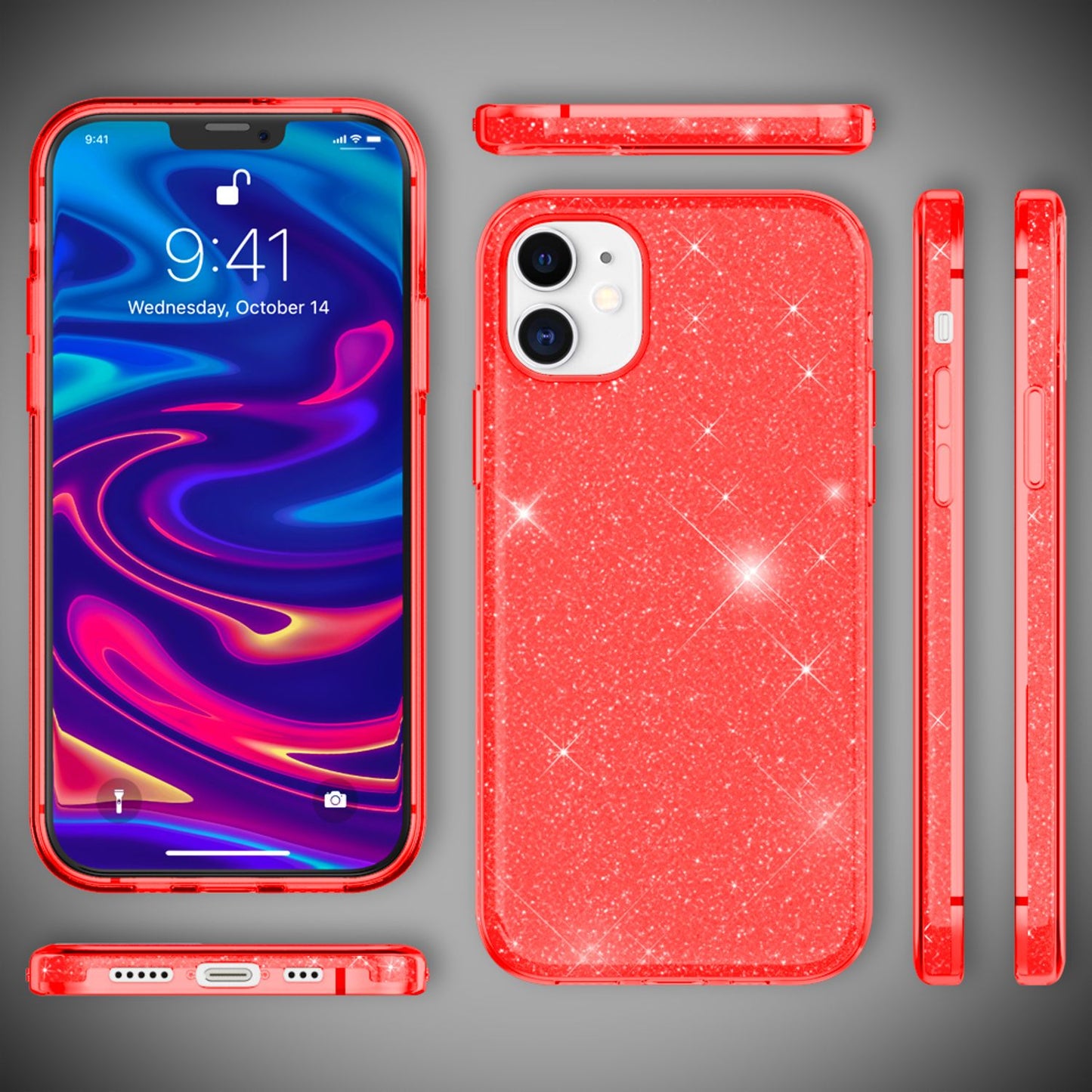 NALIA Glitzer Handy Hülle für iPhone 12 / 12 Pro, Bling Case Case Schutz Cover