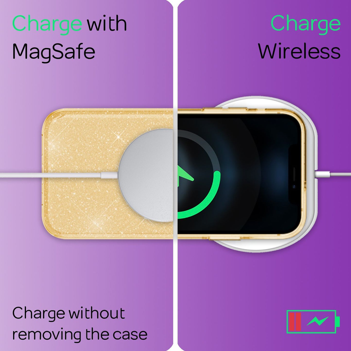 NALIA Glitzer Handy Hülle für iPhone 12 / 12 Pro, Bling Case Case Schutz Cover