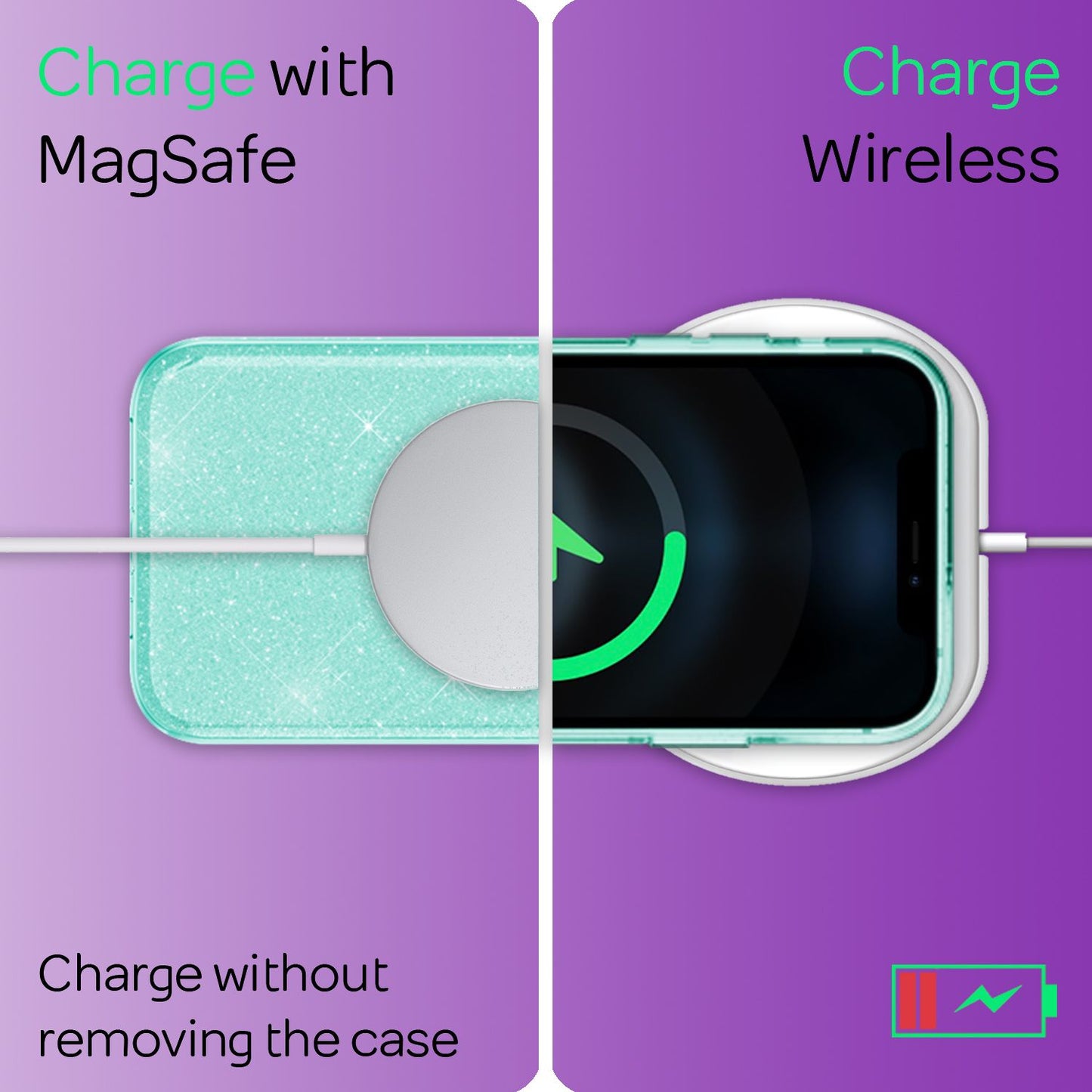 NALIA Glitzer Handy Hülle für iPhone 12 / 12 Pro, Bling Case Case Schutz Cover