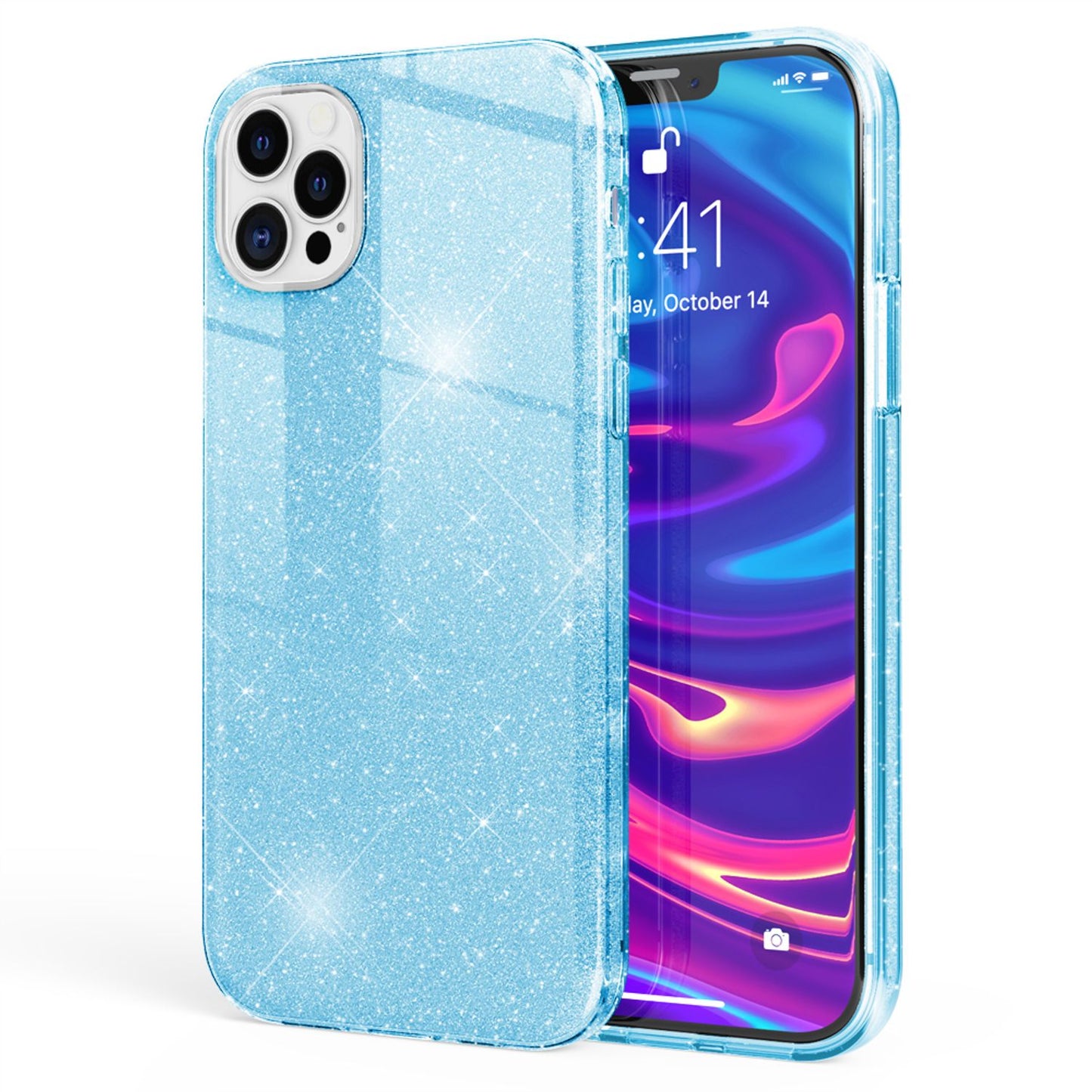 NALIA Glitzer Handy Hülle für iPhone 12 Pro Max, Bling Case Glitter Cover Bumper