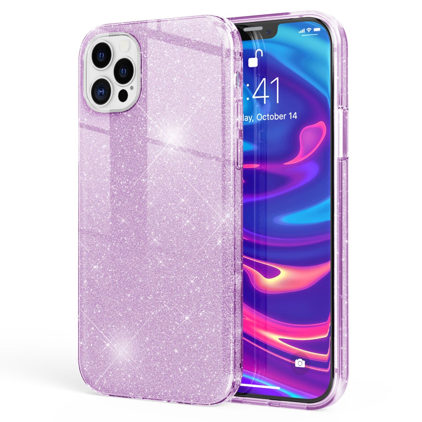 NALIA Glitzer Handy Hülle für iPhone 12 Pro Max, Bling Case Glitter Cover Bumper