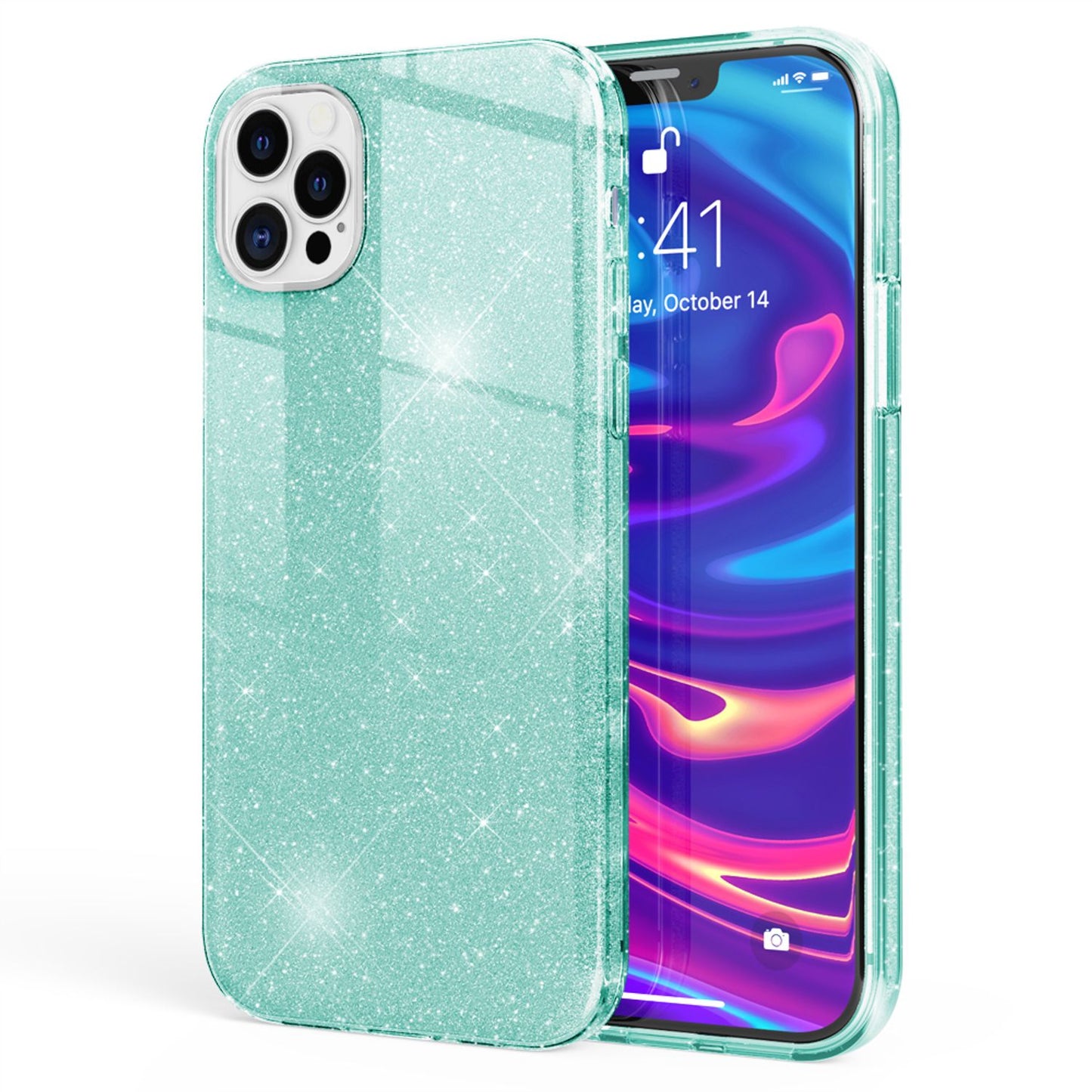 NALIA Glitzer Handy Hülle für iPhone 12 Pro Max, Bling Case Glitter Cover Bumper