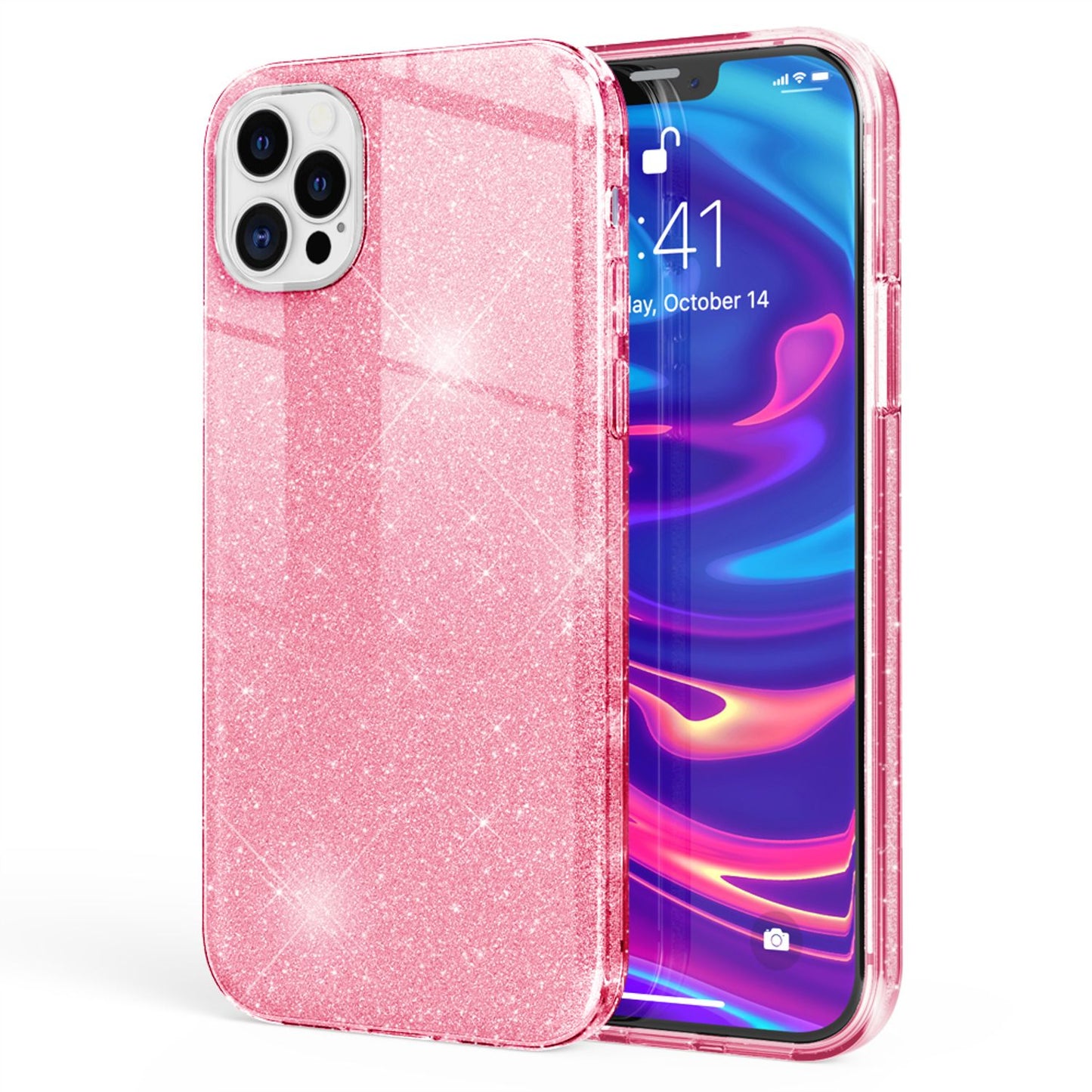 NALIA Glitzer Handy Hülle für iPhone 12 Pro Max, Bling Case Glitter Cover Bumper