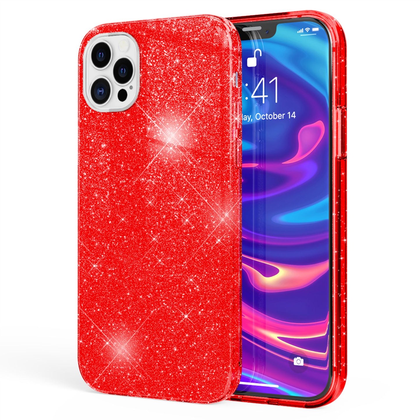 NALIA Glitzer Handy Hülle für iPhone 12 Pro Max, Bling Case Glitter Cover Bumper