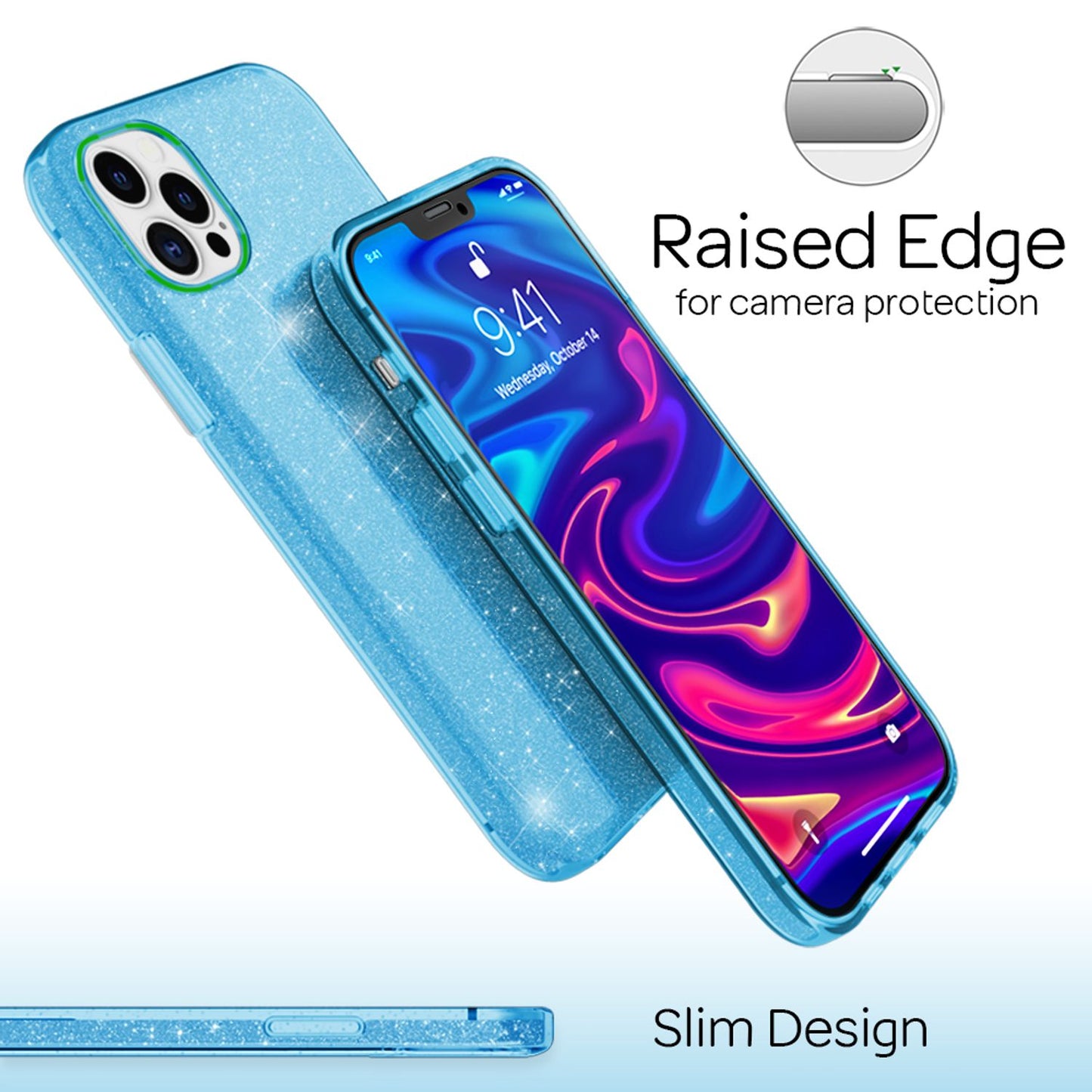 NALIA Glitzer Handy Hülle für iPhone 12 Pro Max, Bling Case Glitter Cover Bumper