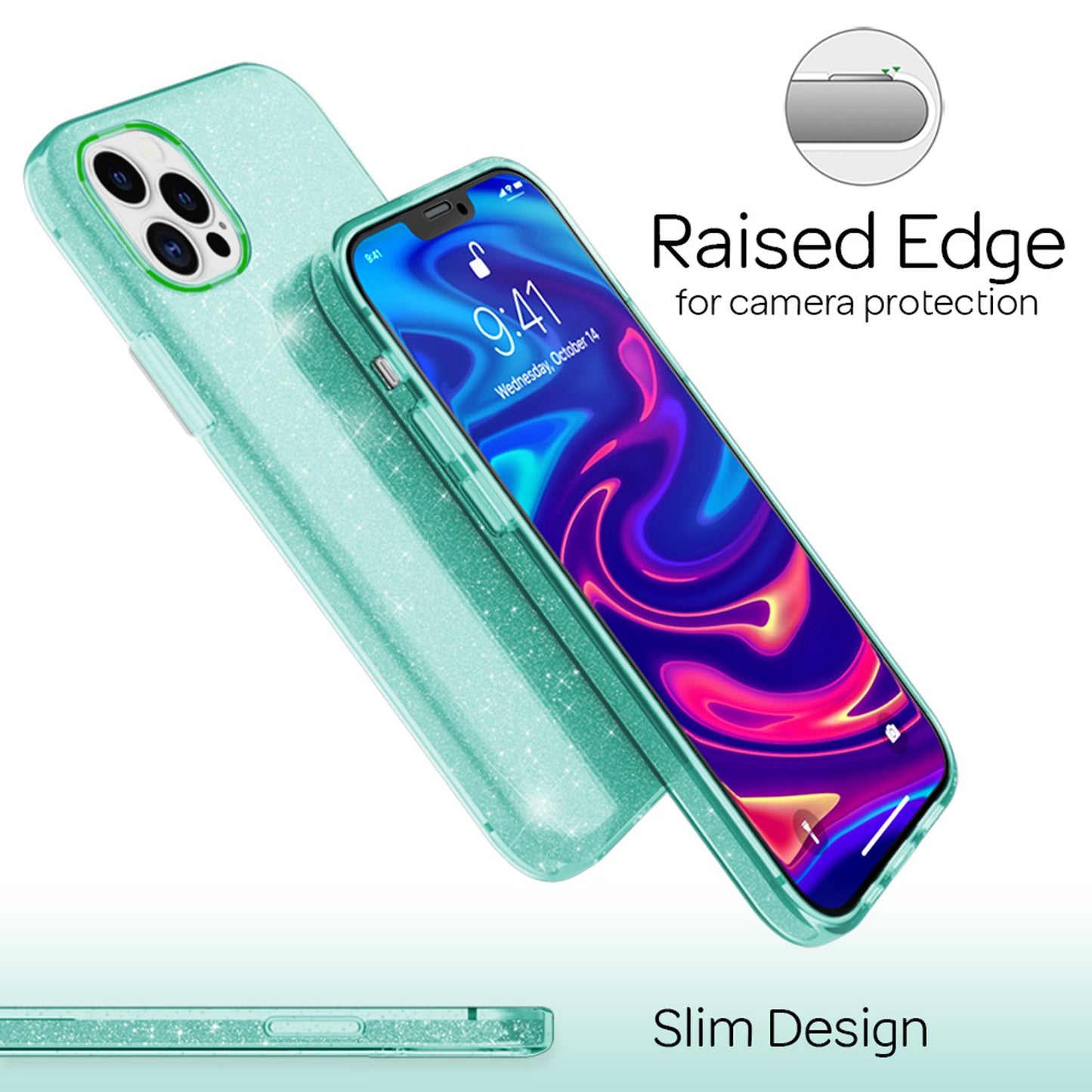 NALIA Glitzer Handy Hülle für iPhone 12 Pro Max, Bling Case Glitter Cover Bumper