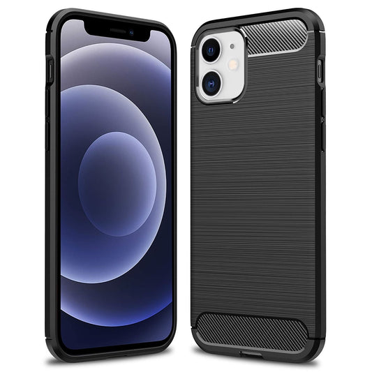 NALIA Carbon Case für iPhone 12 mini, Silikon Handy Hülle Schutz Tasche Cover