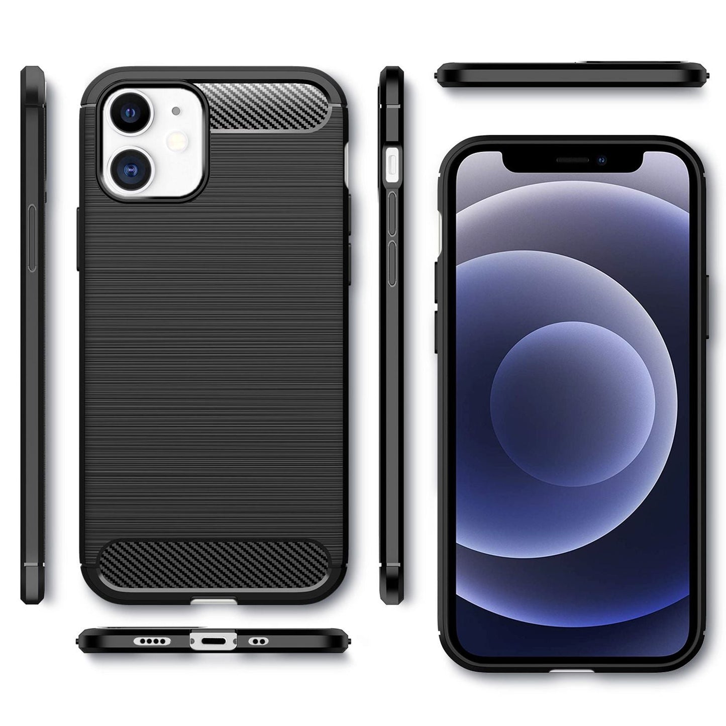 NALIA Carbon Case für iPhone 12 mini, Silikon Handy Hülle Schutz Tasche Cover