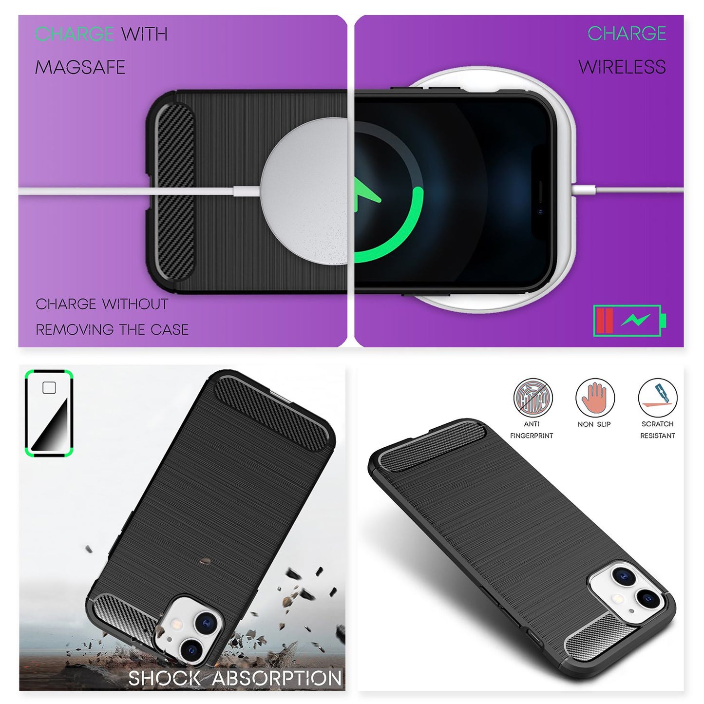 NALIA IPhone 12/12 Pro Vortex Carbon Case - Kompatibel Mit IPhone 12/12 Pro, TPU Silikon, Carbon Optik