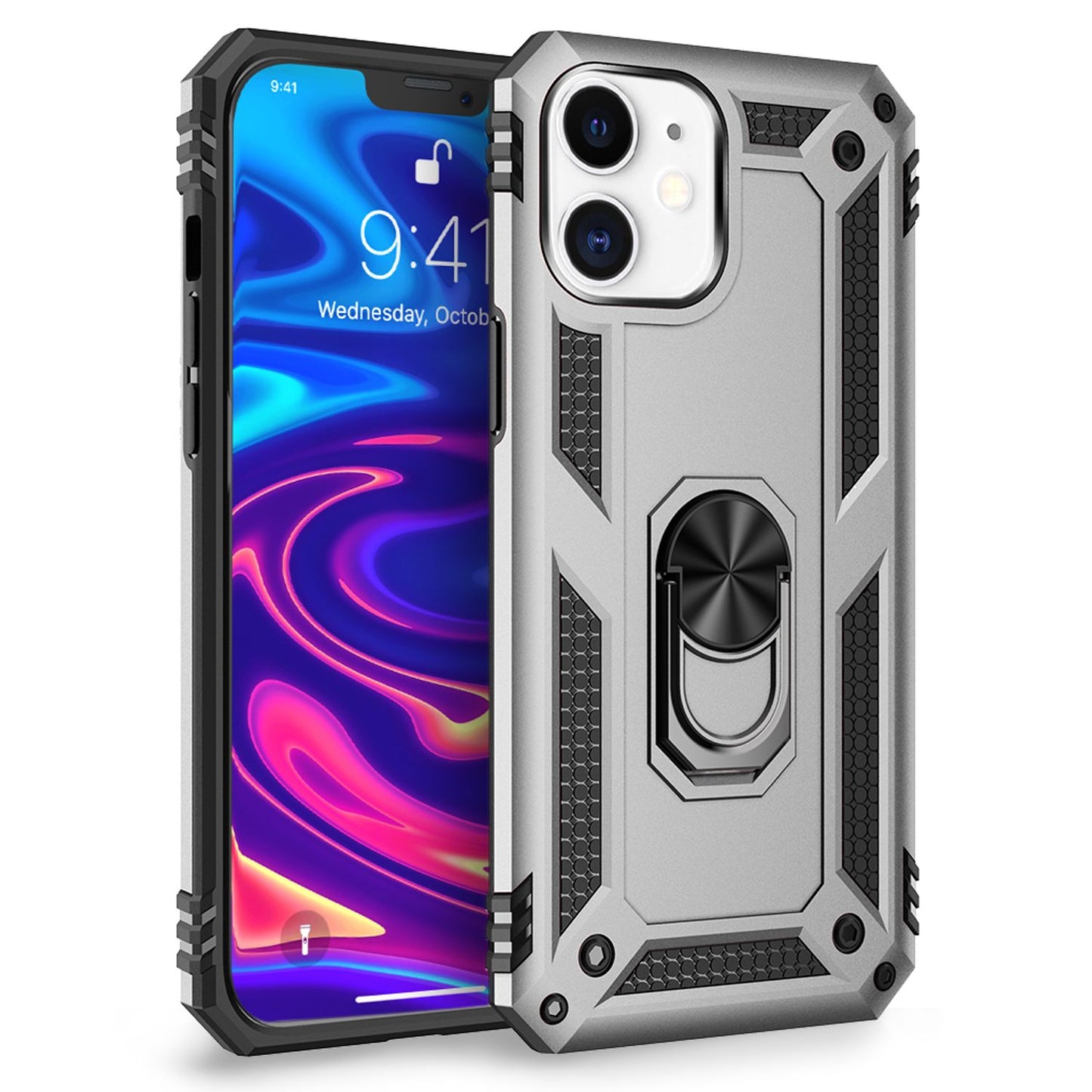 NALIA Ring Hülle für iPhone 12/ iPhone 12 Pro, Handy Hard Case Schutz Cover Etui