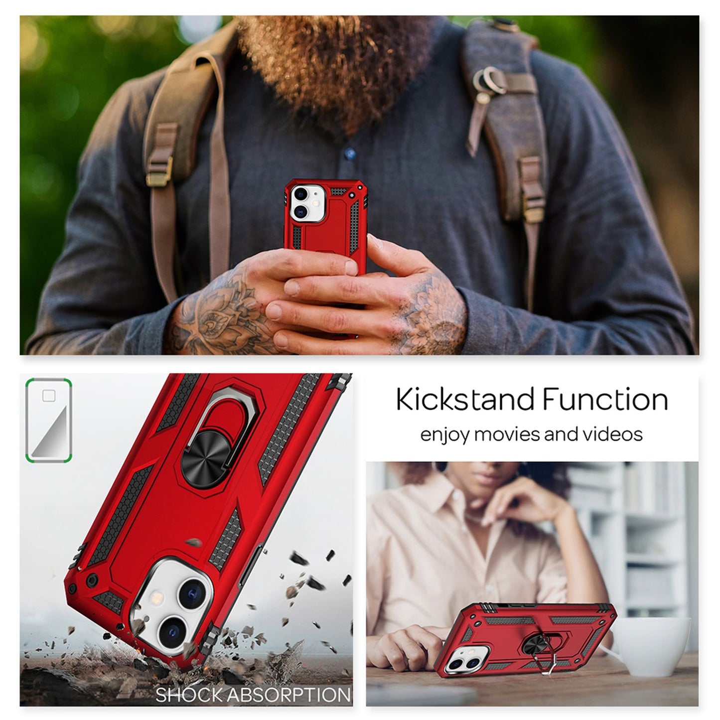 NALIA Ring Hülle für iPhone 12/ iPhone 12 Pro, Handy Hard Case Schutz Cover Etui