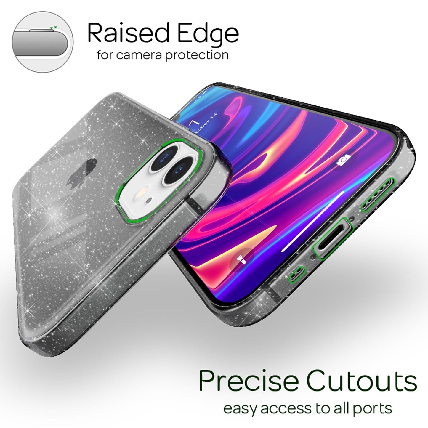 Husă NALIA cu sclipici pentru iPhone 12 mini, husă de telefon strălucitoare cu sclipici și protecție