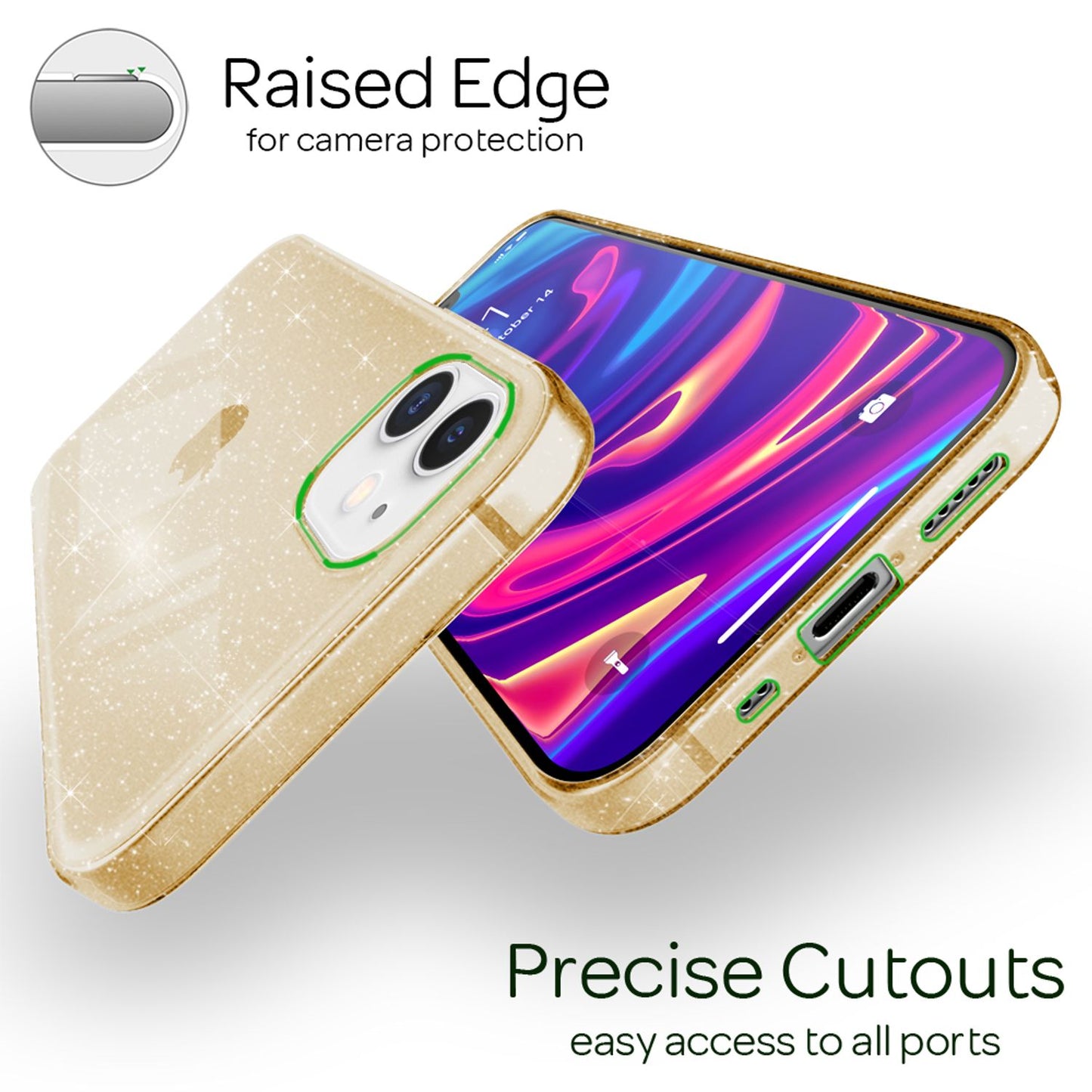 Husă NALIA cu sclipici pentru iPhone 12 mini, husă de telefon strălucitoare cu sclipici și protecție