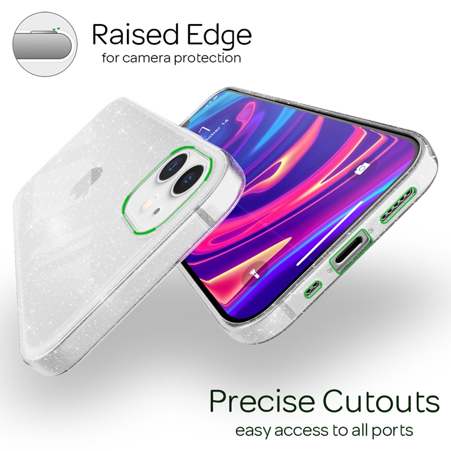 Husă NALIA cu sclipici pentru iPhone 12 mini, husă de telefon strălucitoare cu sclipici și protecție