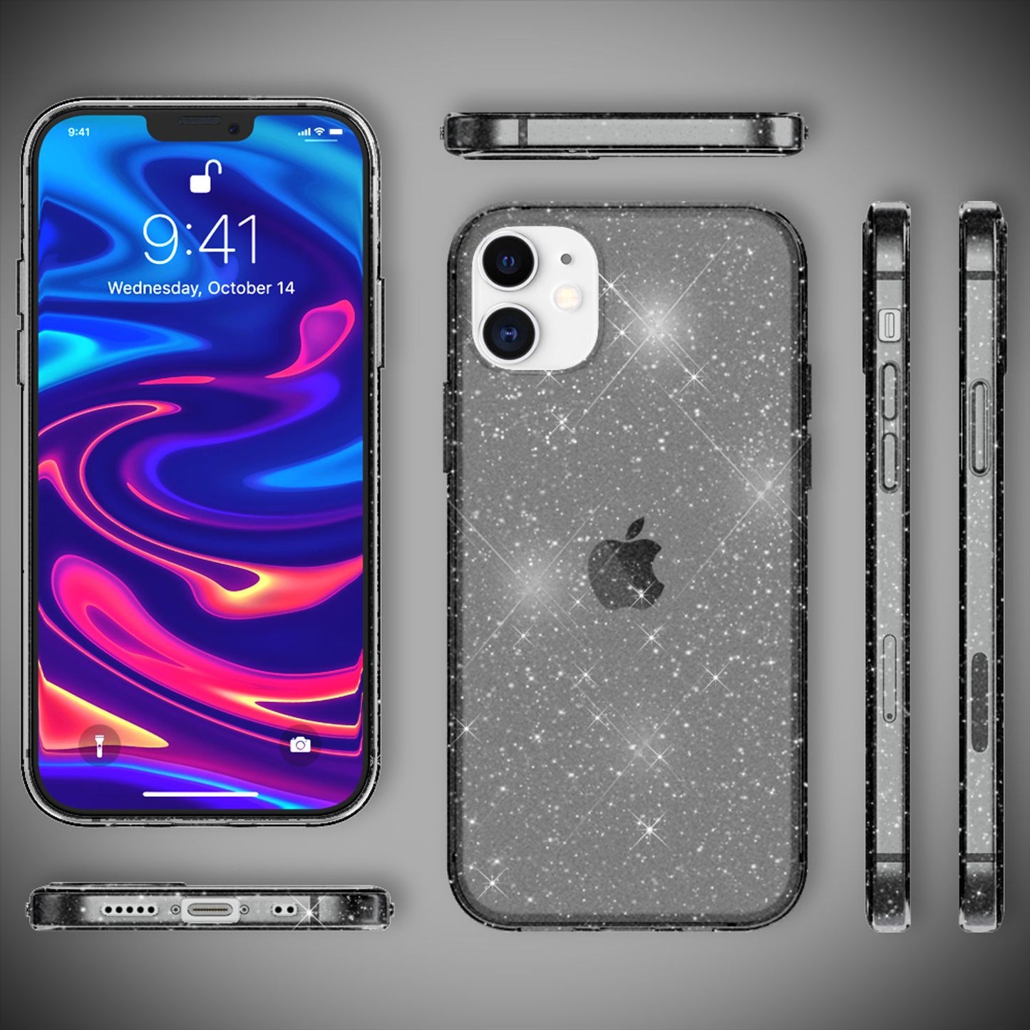 Husă NALIA cu sclipici pentru iPhone 12 mini, husă de telefon strălucitoare cu sclipici și protecție