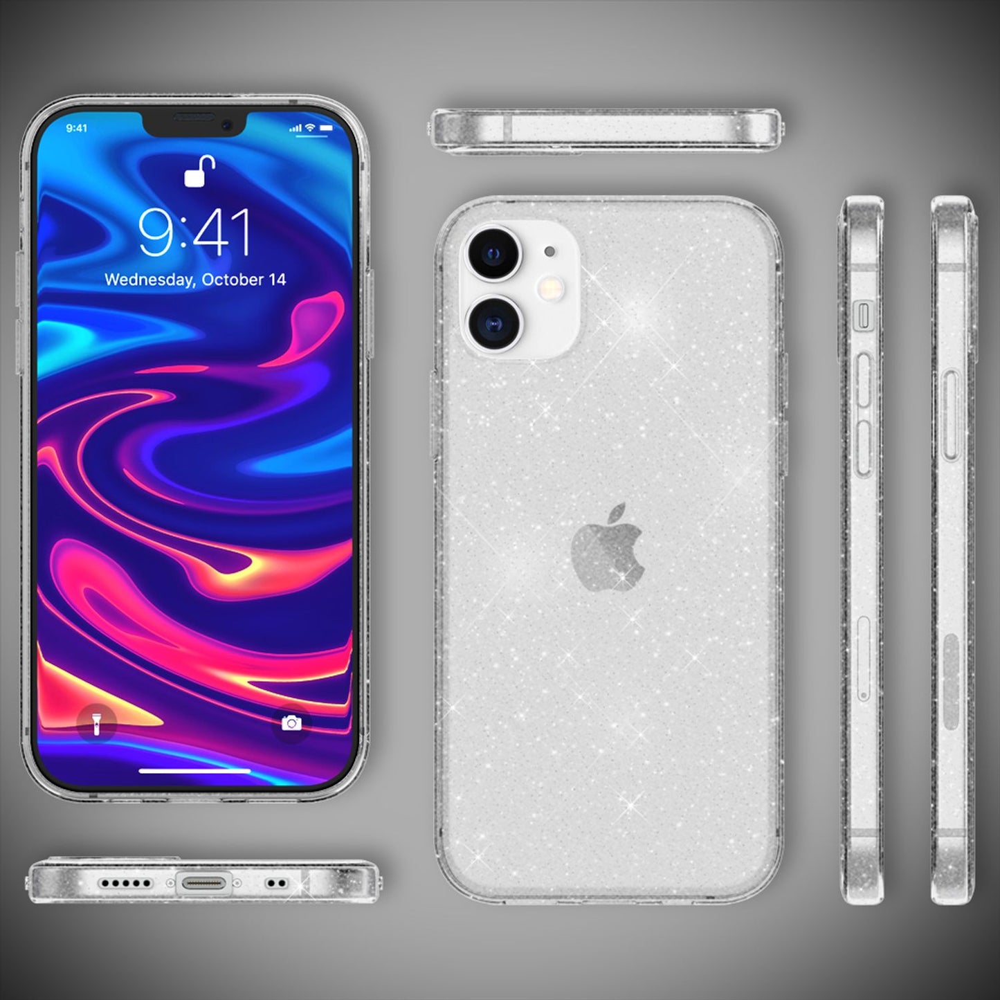 Husă NALIA cu sclipici pentru iPhone 12 mini, husă de telefon strălucitoare cu sclipici și protecție