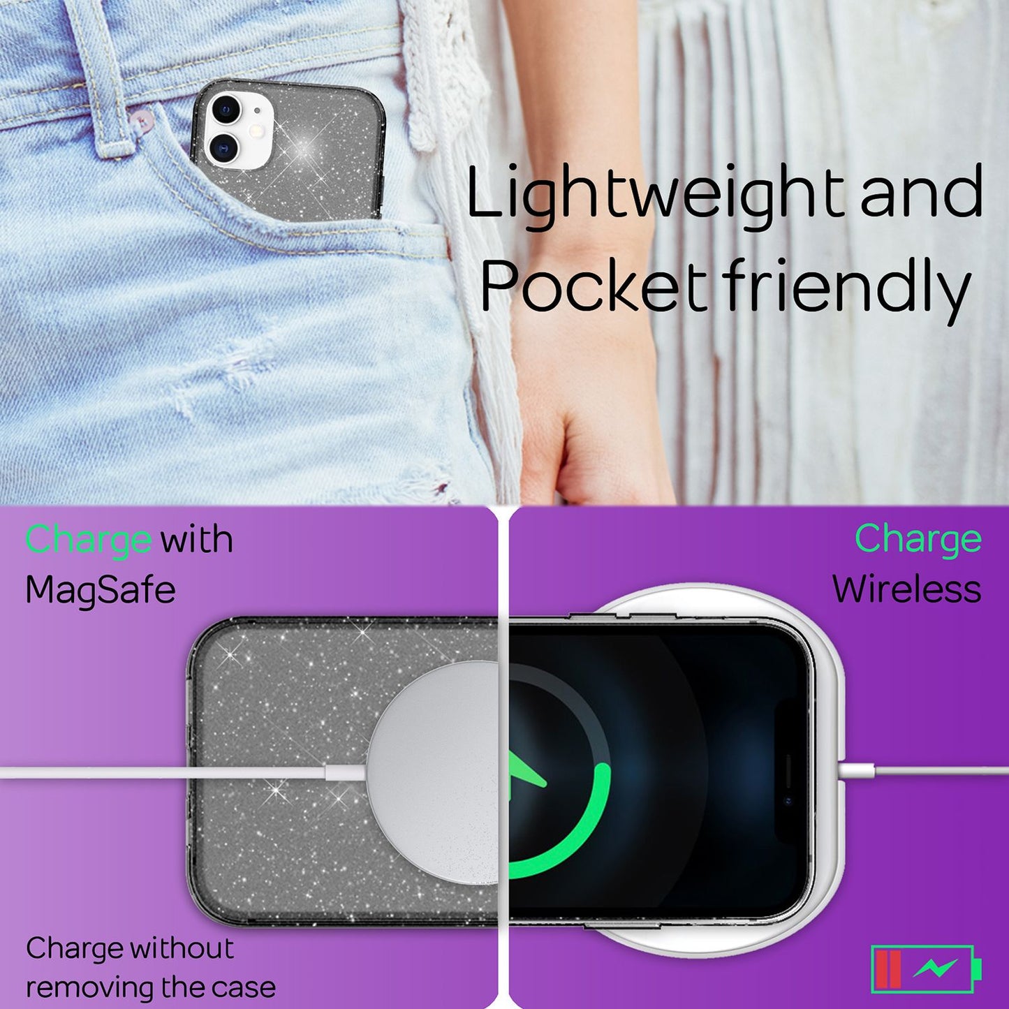 Husă NALIA cu sclipici pentru iPhone 12 mini, husă de telefon strălucitoare cu sclipici și protecție