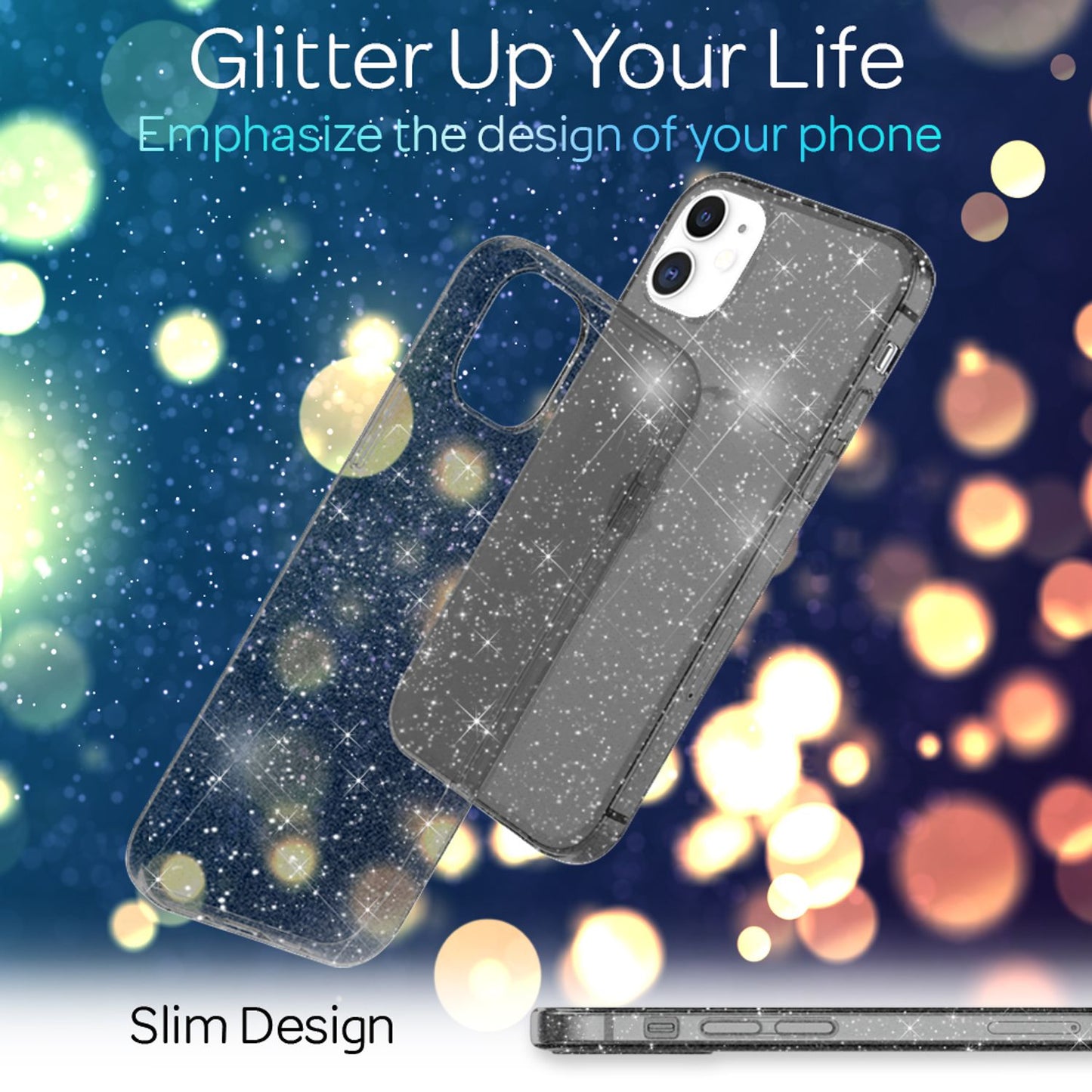 NALIA Glitzer Hülle für iPhone 12 / iPhone 12 Pro, Bling Handy Cover Schutz Case