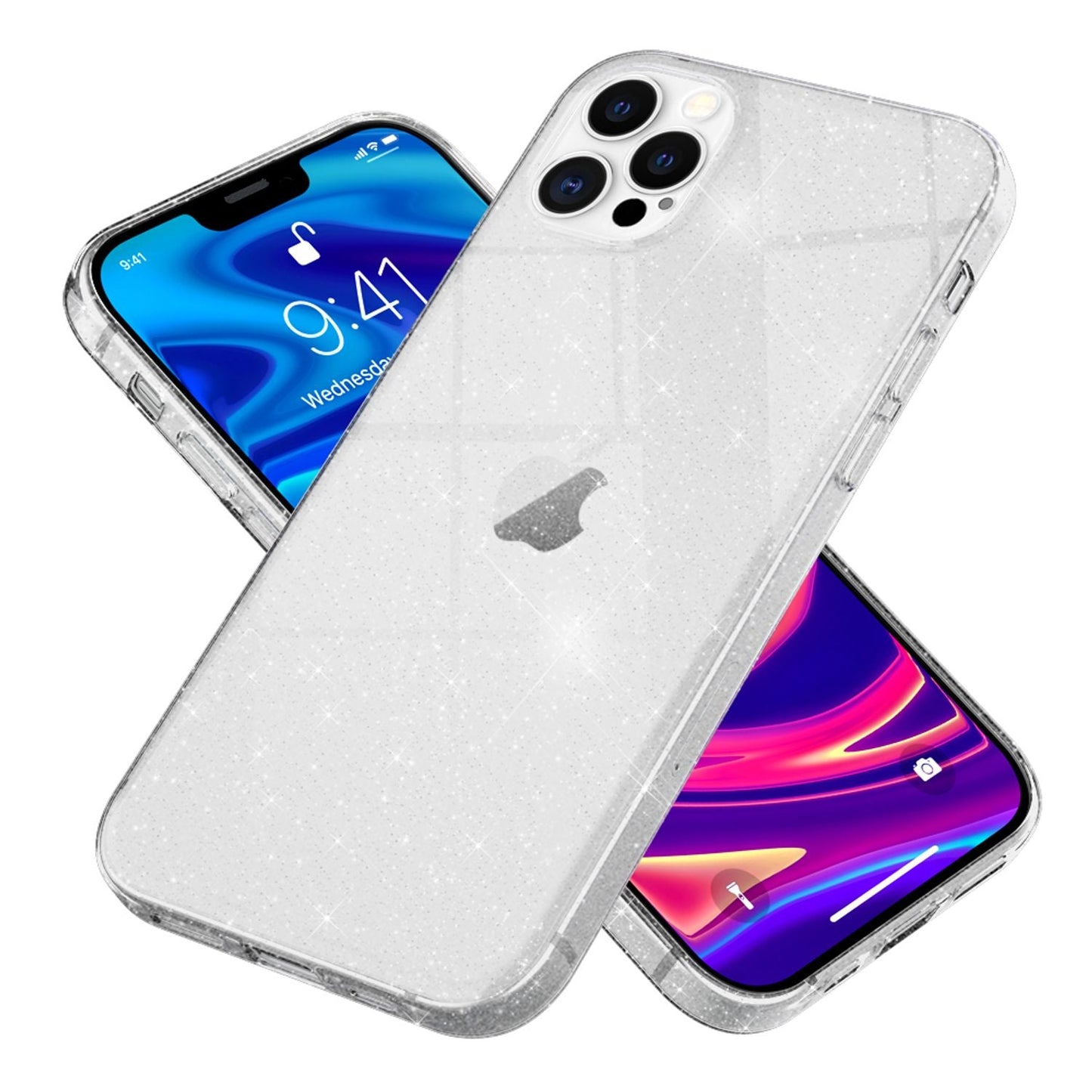 NALIA Glitzer Hülle für iPhone 12 Pro Max, Bling Handy Cover Schutz Glitter Case