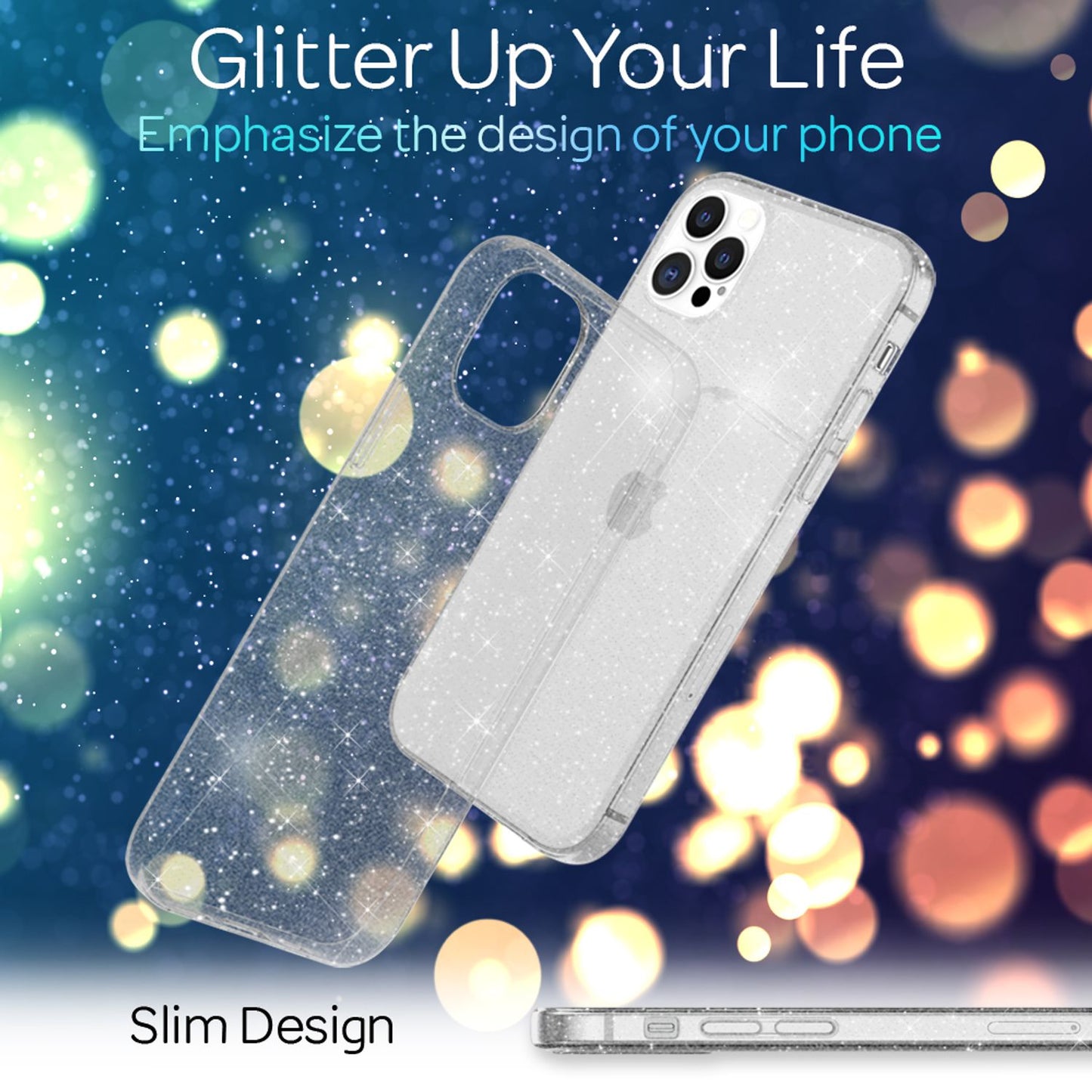 NALIA Glitzer Hülle für iPhone 12 Pro Max, Bling Handy Cover Schutz Glitter Case