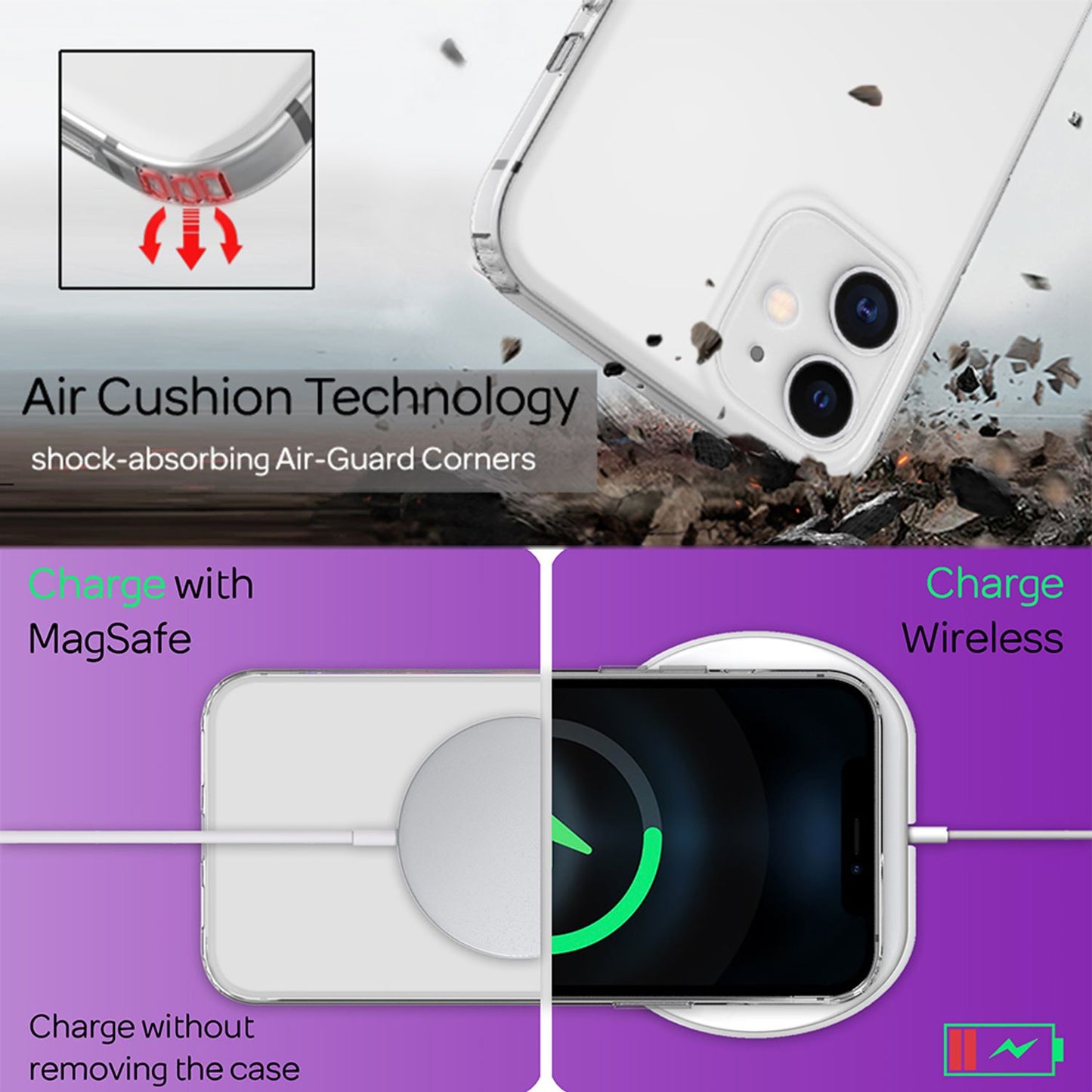 NALIA Ignite Hülle Transparent - Für IPhone 12 Mini, Silikon Bumper, Kratzfeste Rückseite