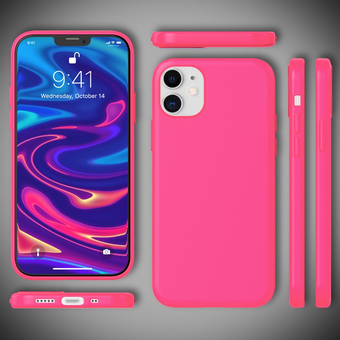 NALIA Neon Handy Hülle für iPhone 12 mini, Slim Case Cover Schutz Tasche Bumper