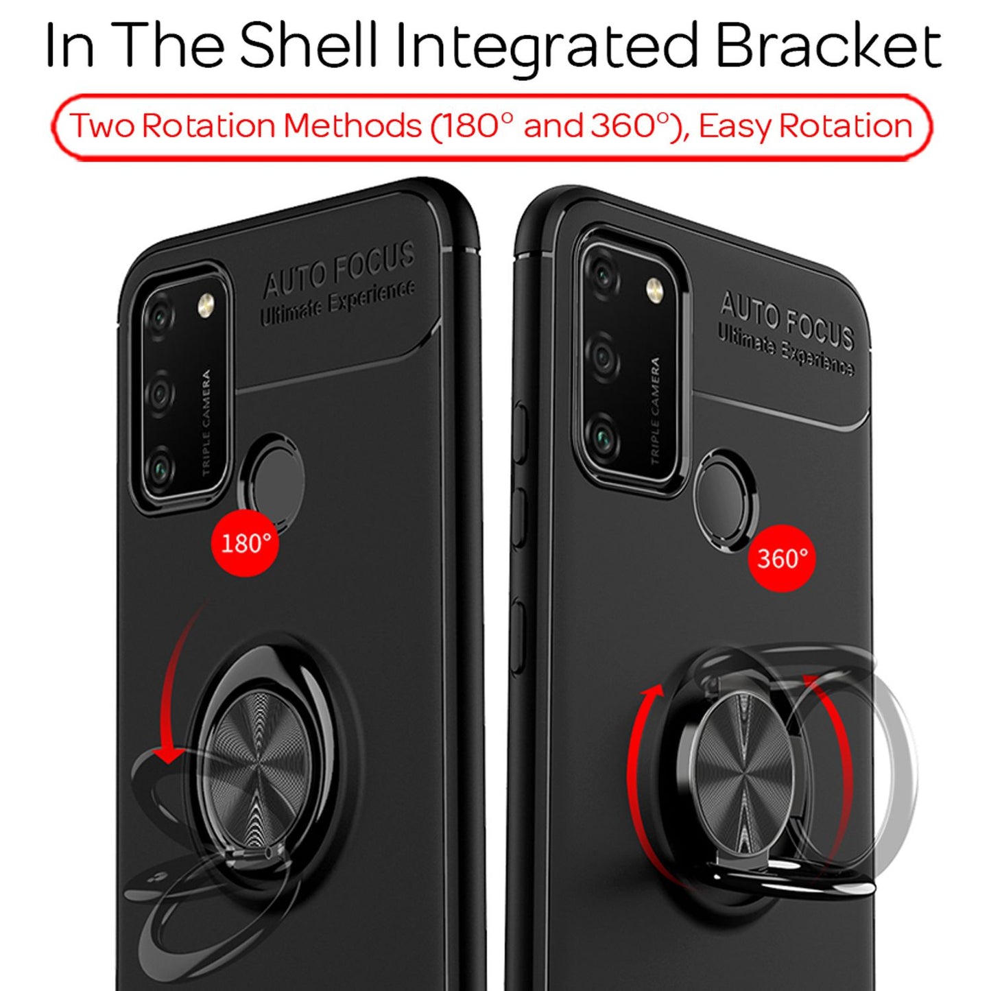 NALIA Ring Handy Hülle für Honor 9A, Slim Case Schutz Tasche Etui Bumper Cover