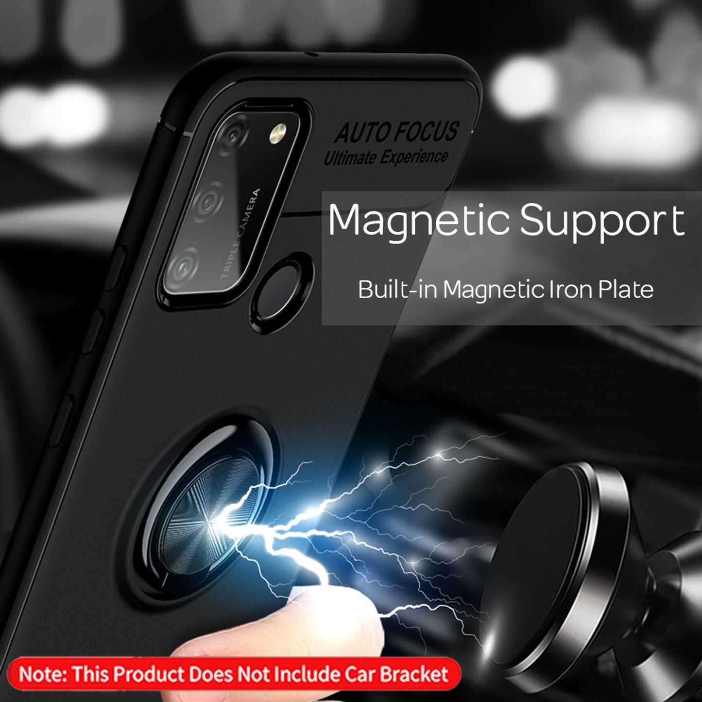 NALIA Ring Handy Hülle für Honor 9A, Slim Case Schutz Tasche Etui Bumper Cover