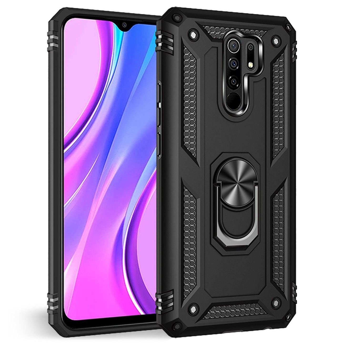 NALIA Ring Handy Hülle für Xiaomi Redmi 9, Schutz Cover mit 360° Finger Halter