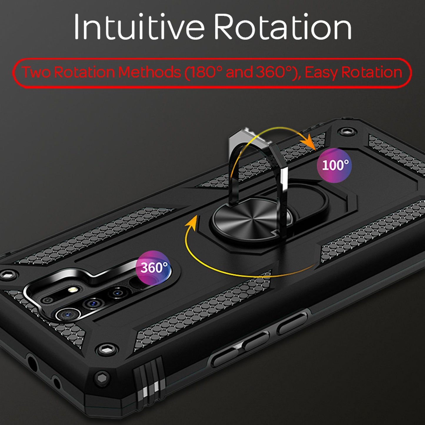 NALIA Ring Handy Hülle für Xiaomi Redmi 9, Schutz Cover mit 360° Finger Halter